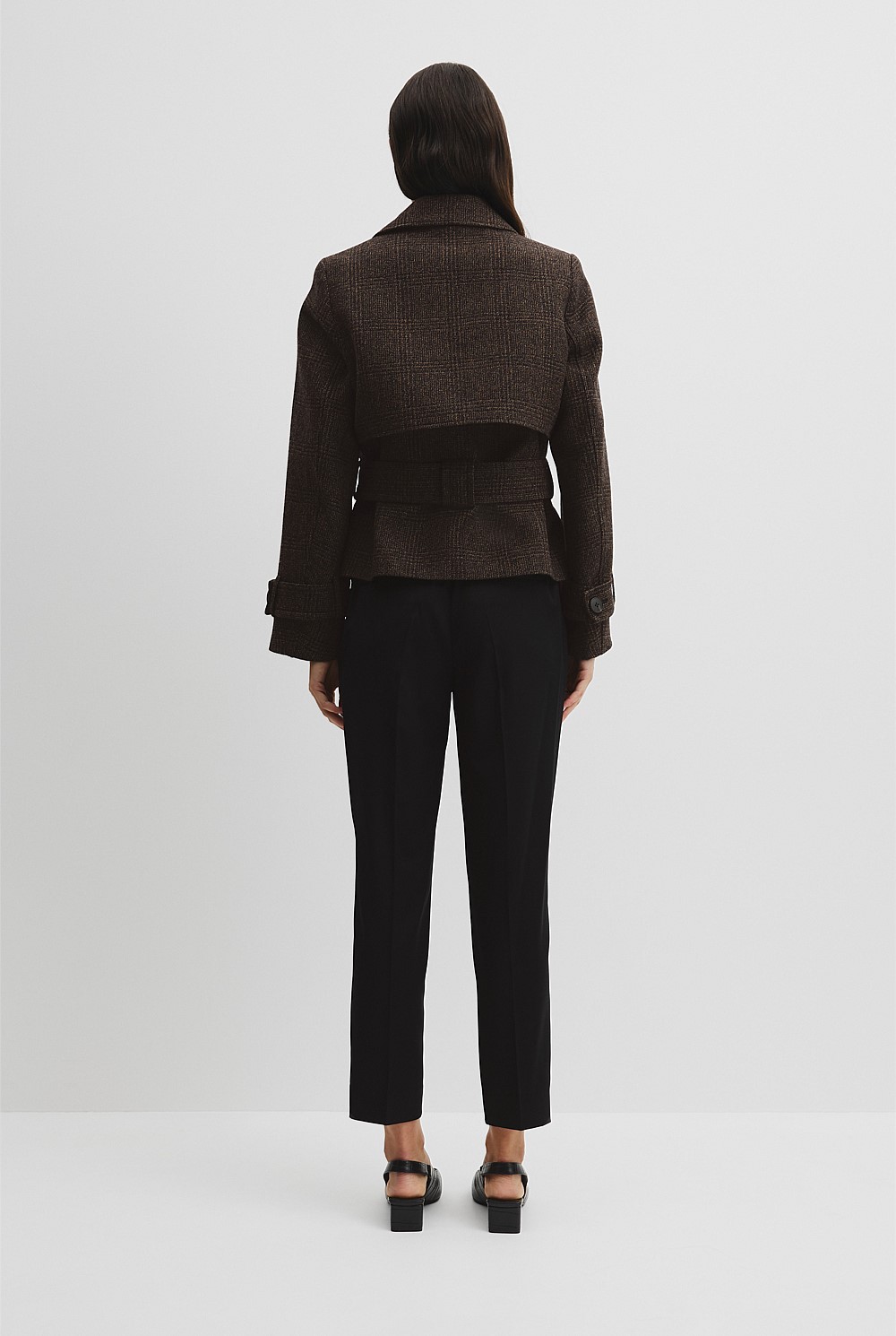 Check Wool Trench