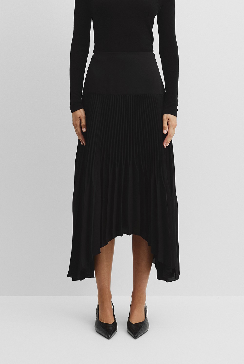 Plisse Midi Skirt