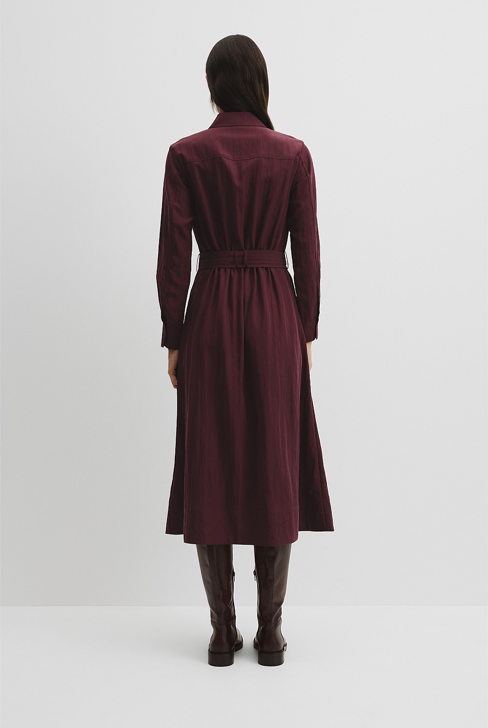 Belted Midi Shirt Dress