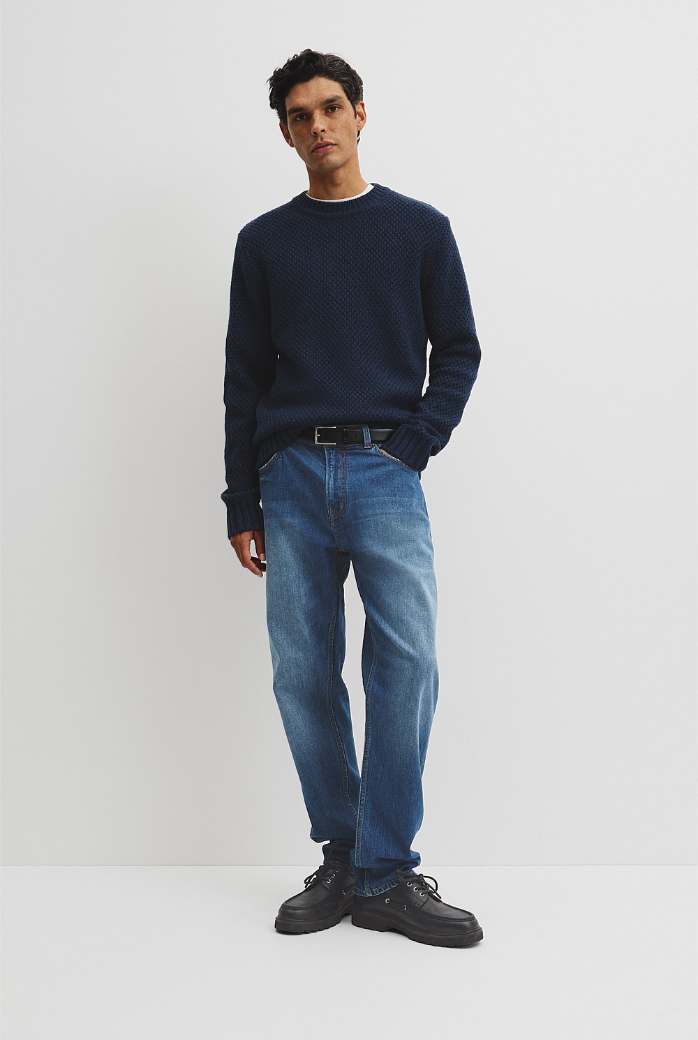 Australian Good Earth Cotton Blend Textured Crew Knit