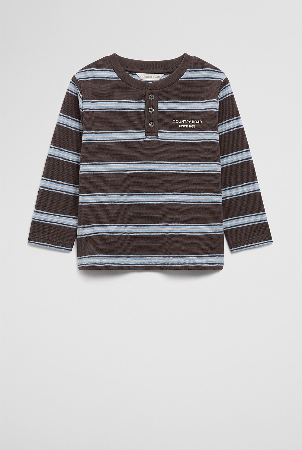 Organically Grown Cotton Stripe Long Sleeve Pique T-Shirt