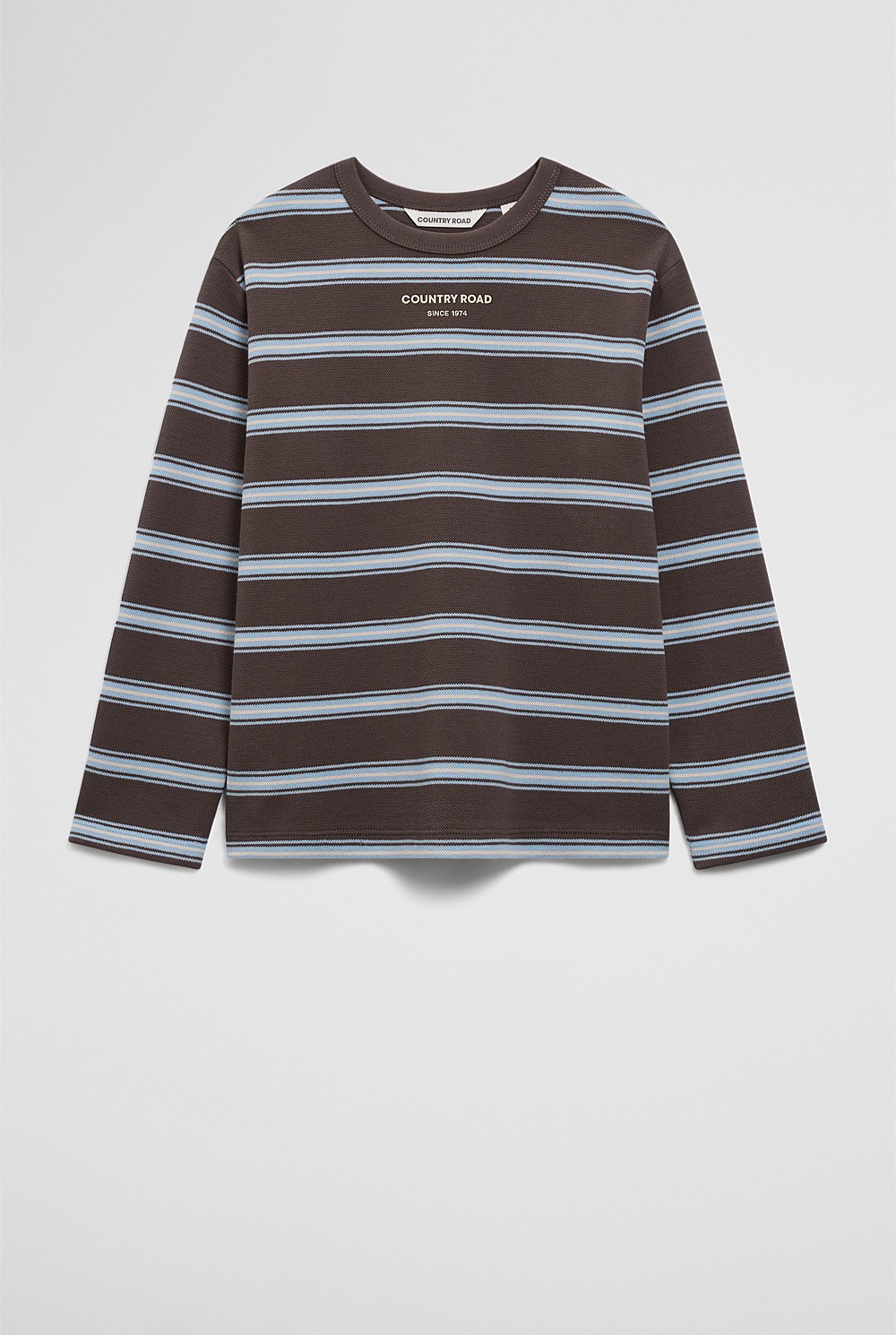 Organically Grown Cotton Stripe Long Sleeve Pique T-Shirt