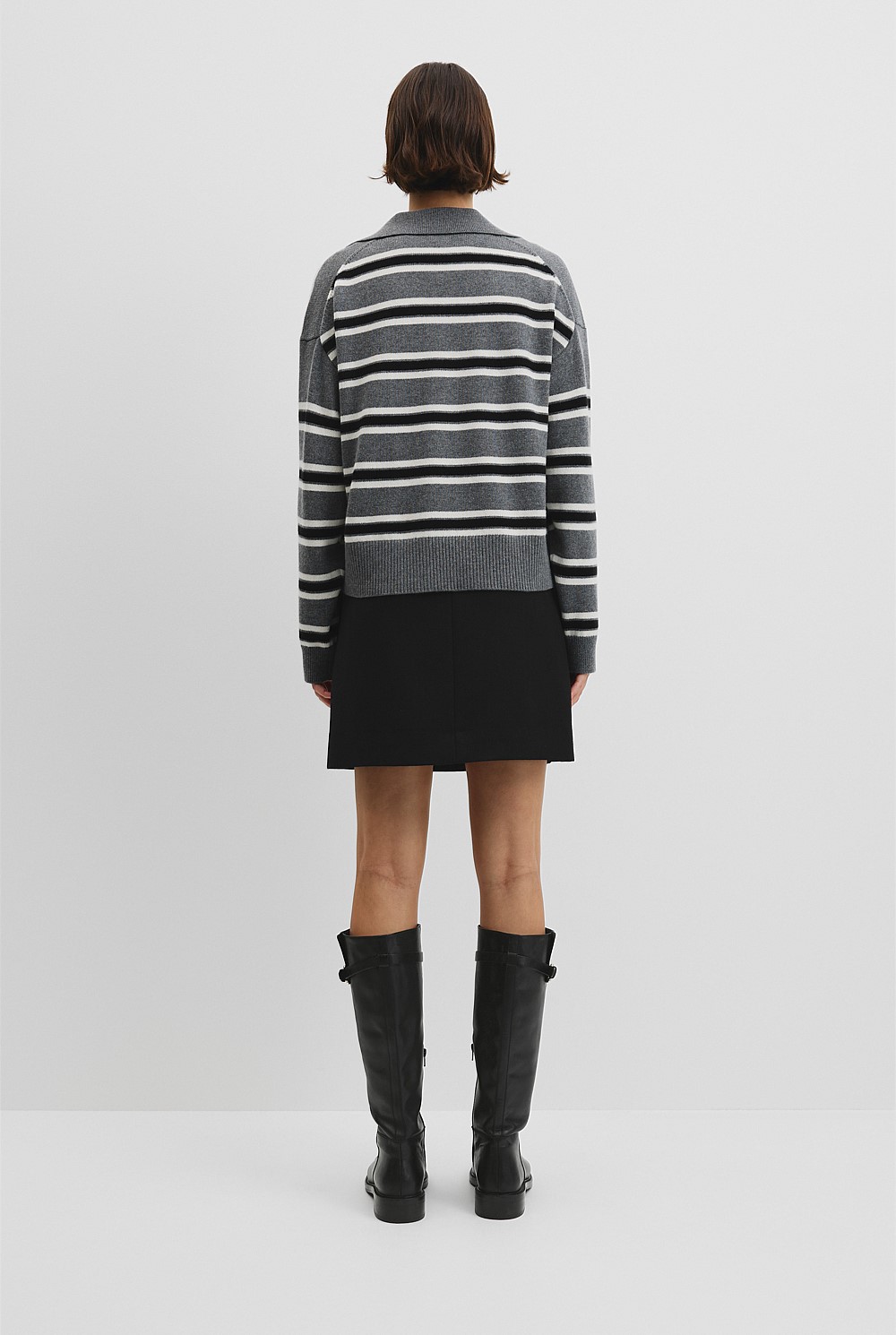 Australian Cotton Blend Stripe Knit Polo