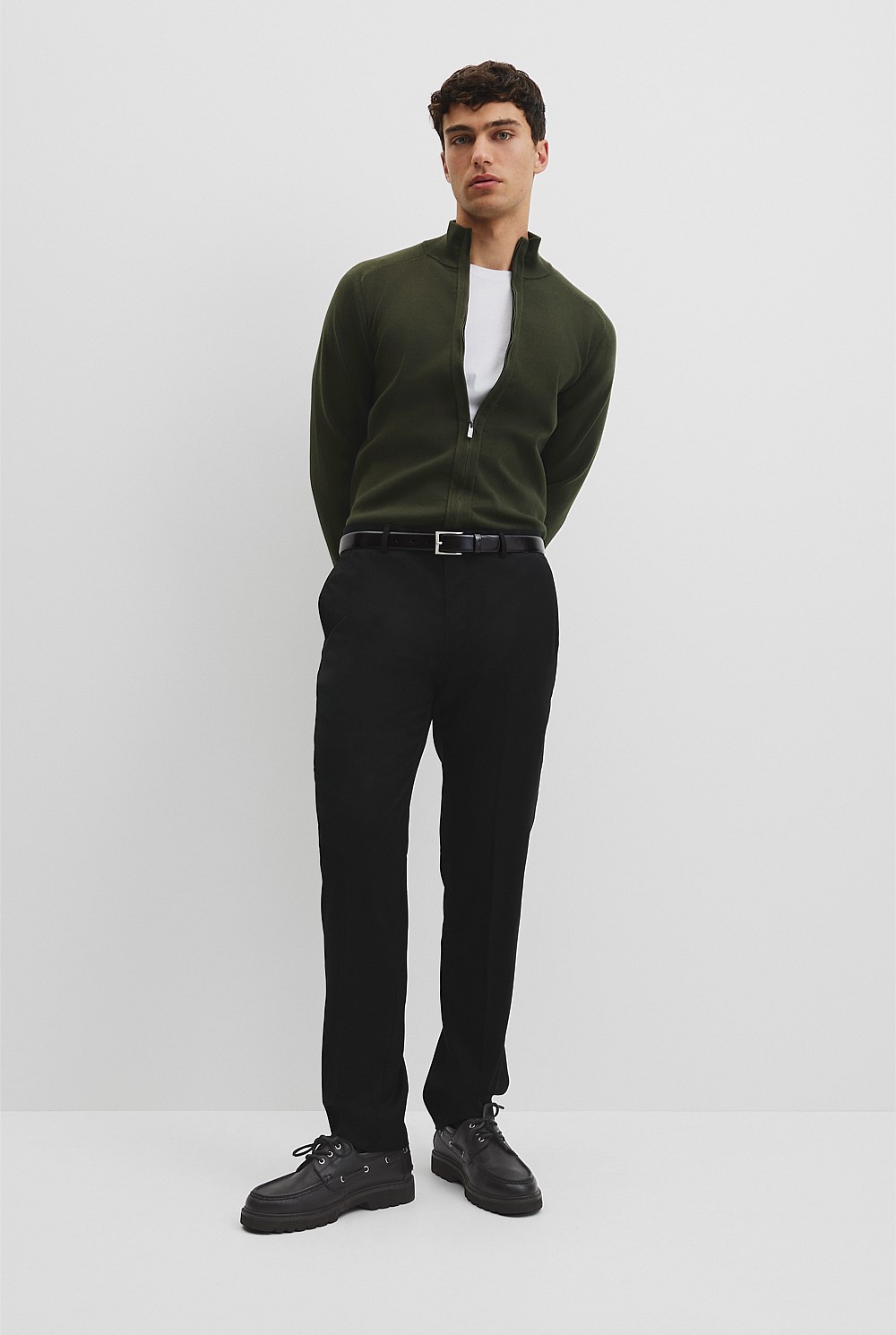 Australian Cotton Silk Blend Zip Through Knit Jacket