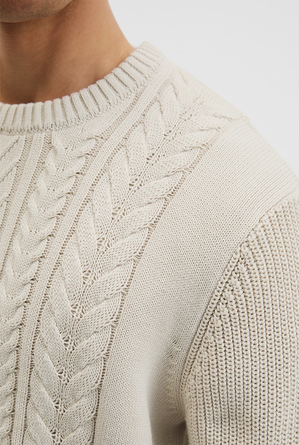 Australian Good Earth Cotton Cable Crew Neck Knit