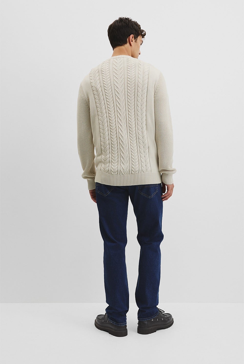 Australian Good Earth Cotton Cable Crew Neck Knit