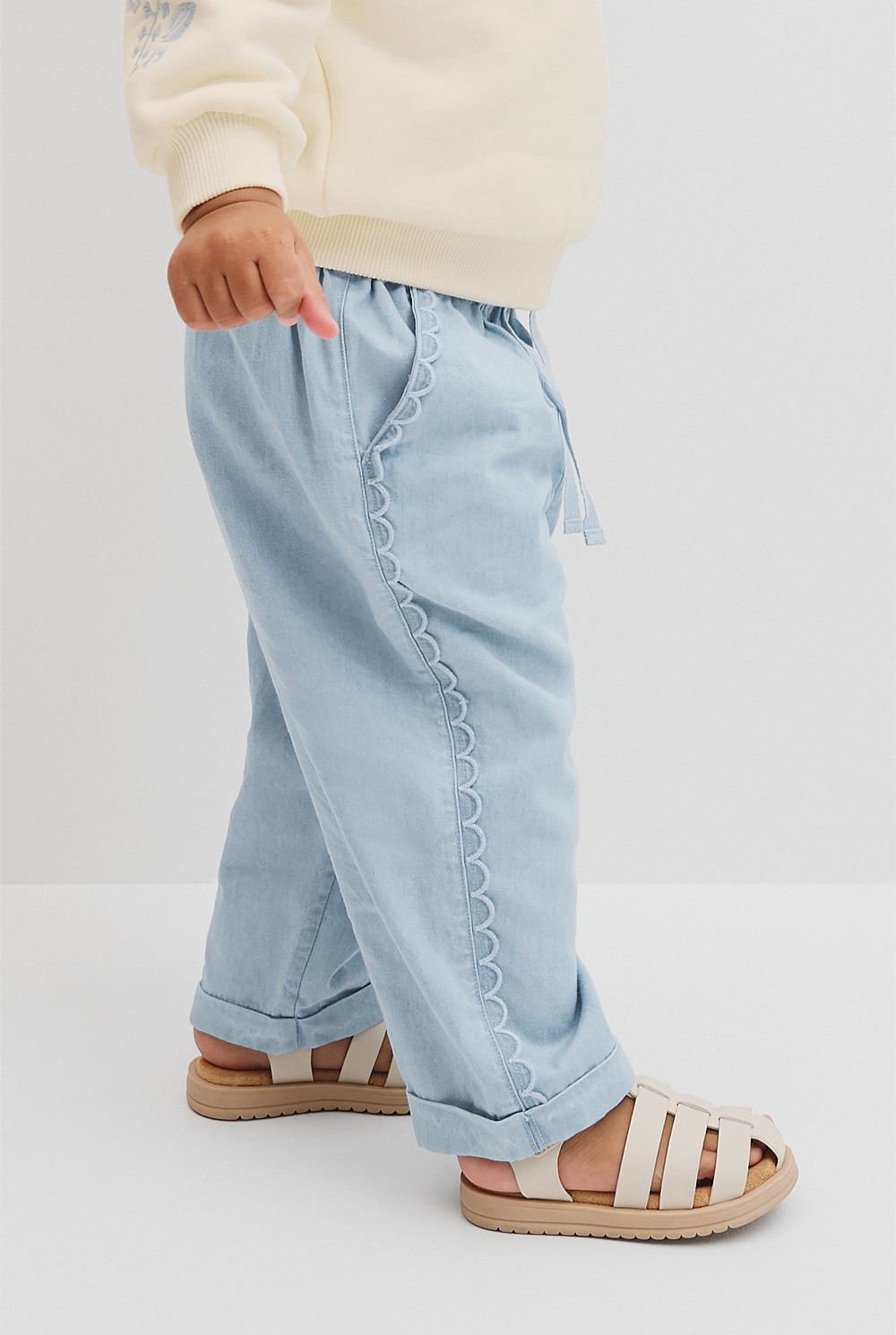 Scalloped Chambray Pant