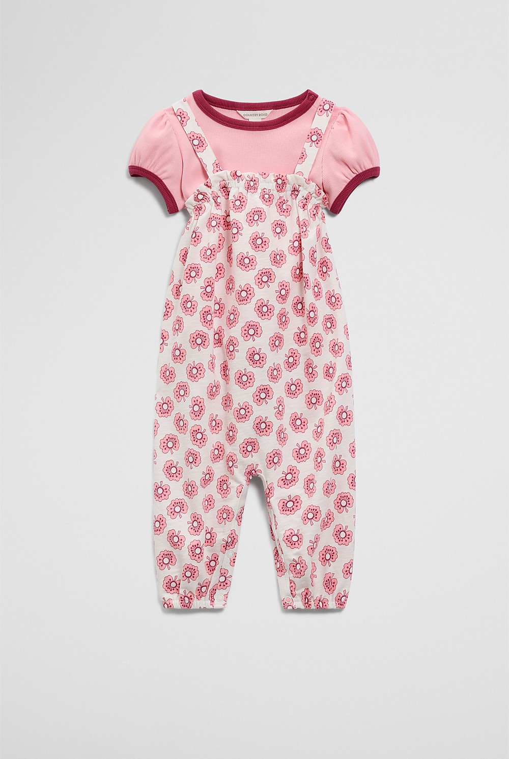 Short Sleeve Printed Overall Set