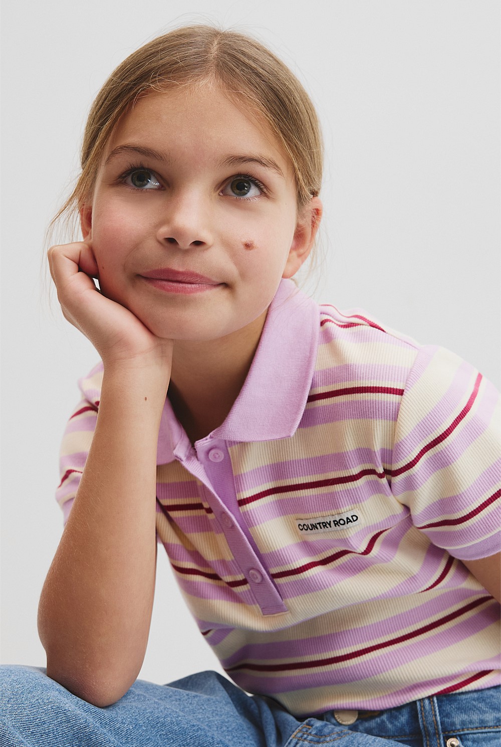 Short Sleeve Stripe Polo Top