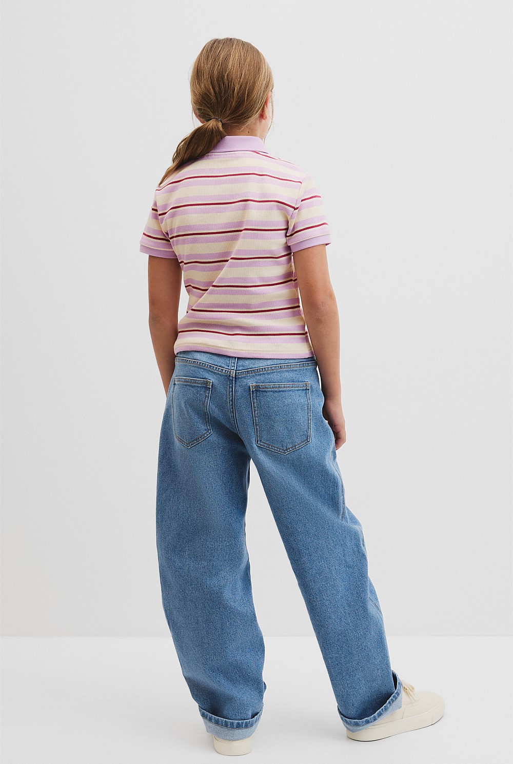 Short Sleeve Stripe Polo Top