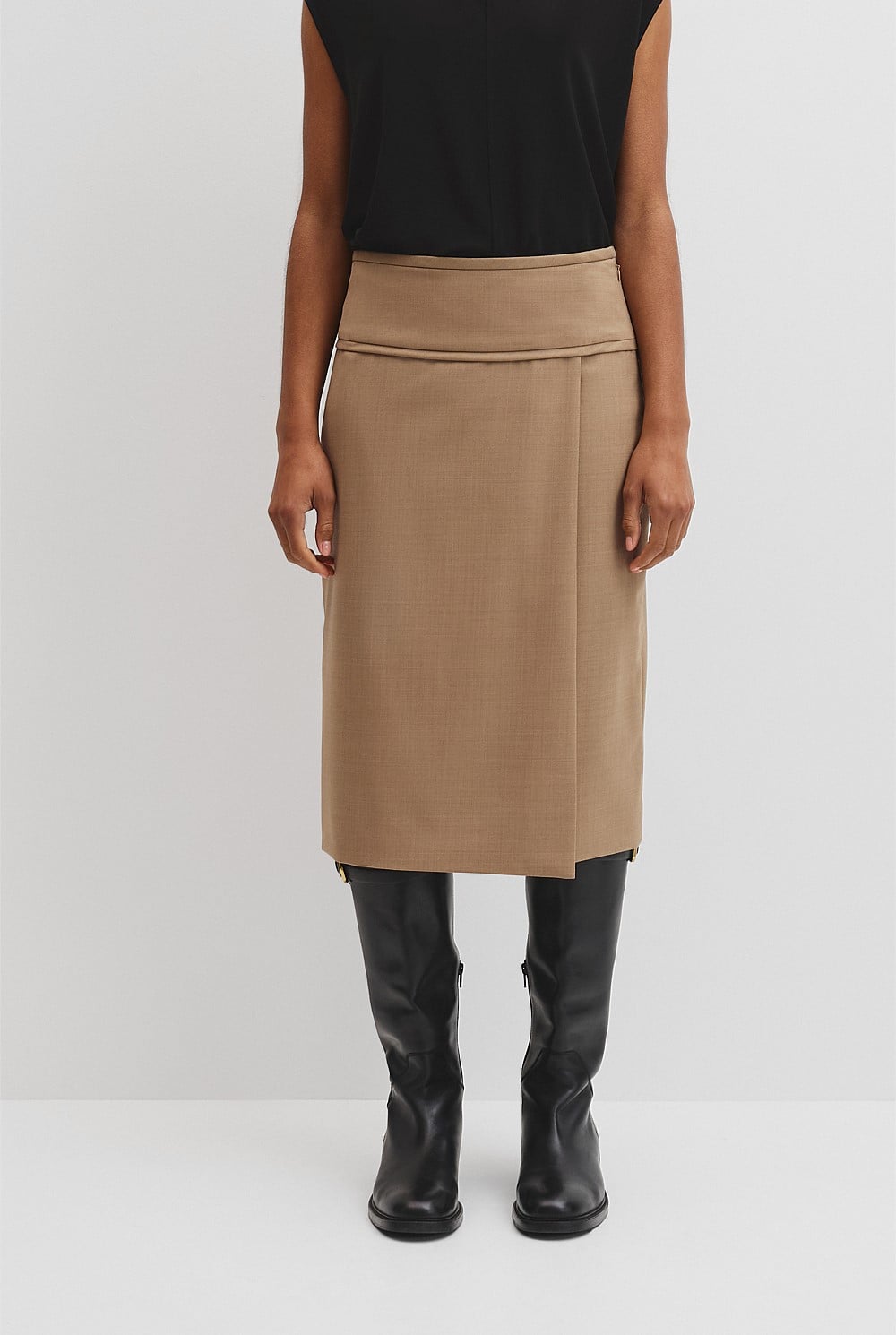 Wool Blend Wrap Skirt