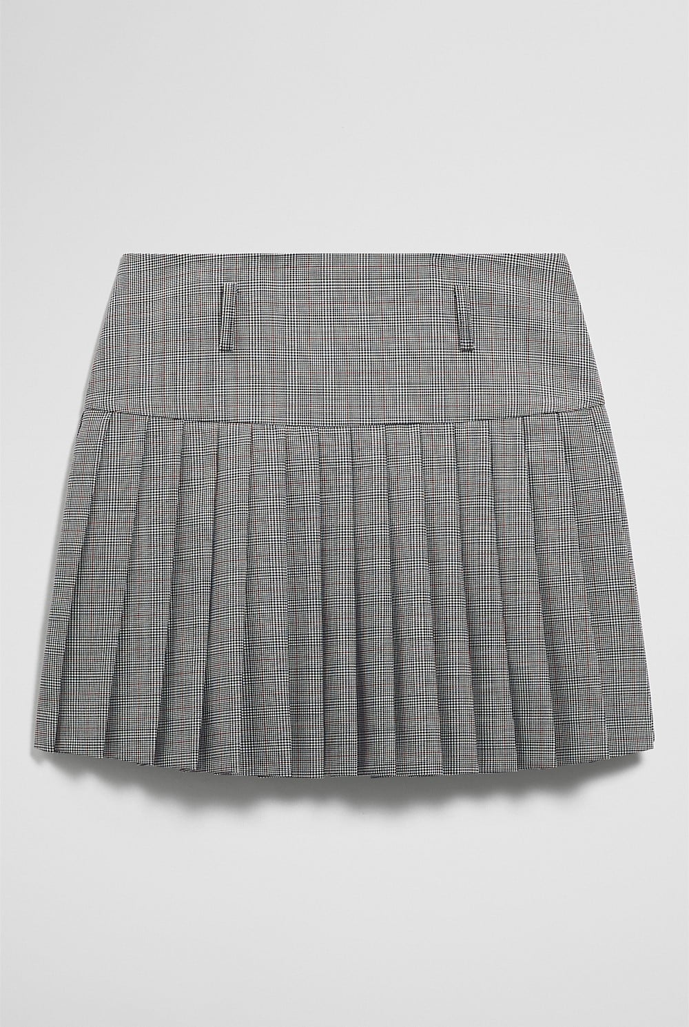 Wool Blend Check Mini Pleat Skirt