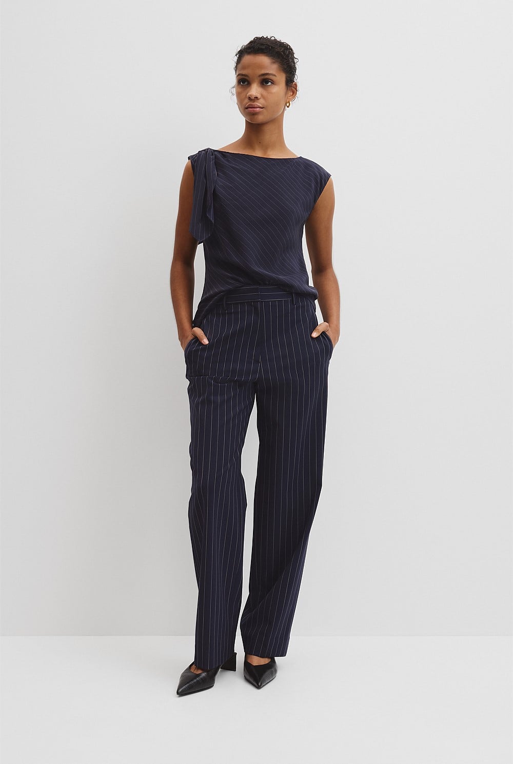 Silk Tie Shoulder Top