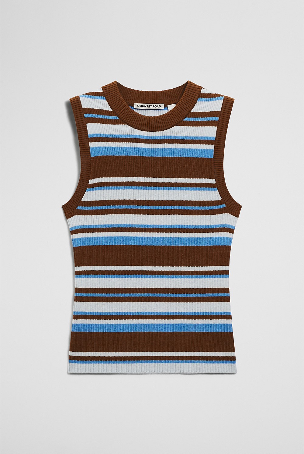 Australian Merino Crew Neck Stripe Knit Tank
