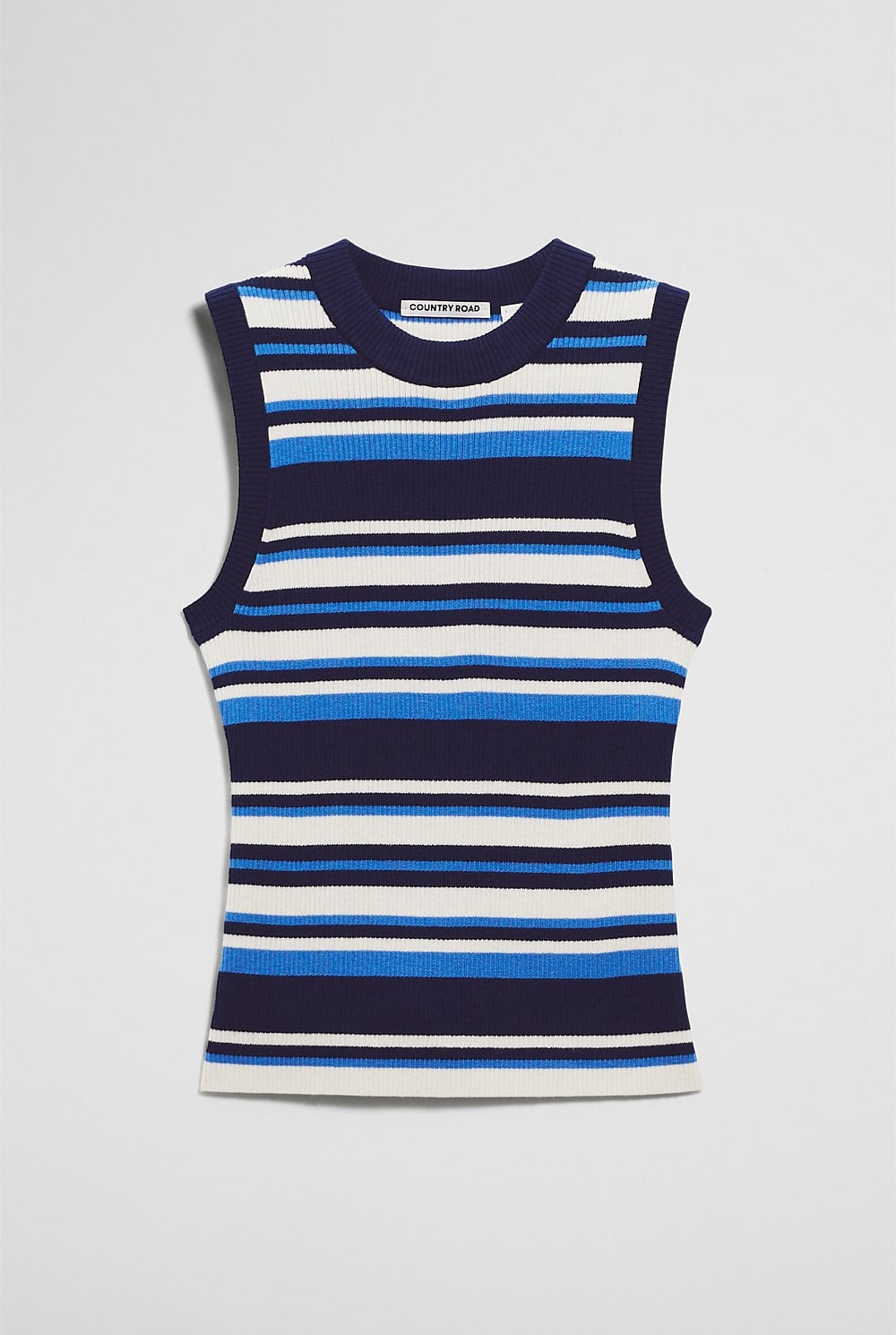 Australian Merino Crew Neck Stripe Knit Tank