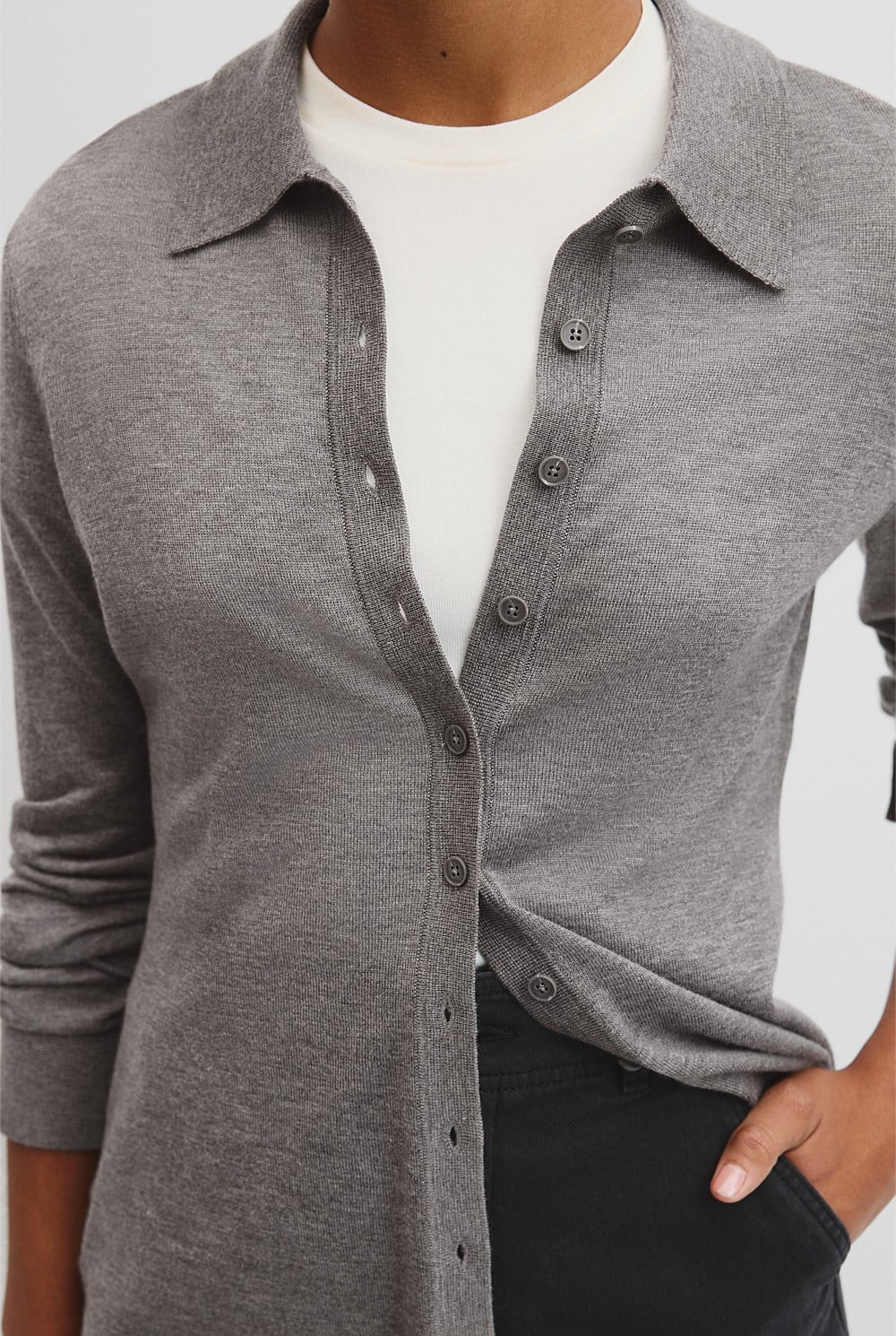 Merino Long Sleeve Knit Shirt