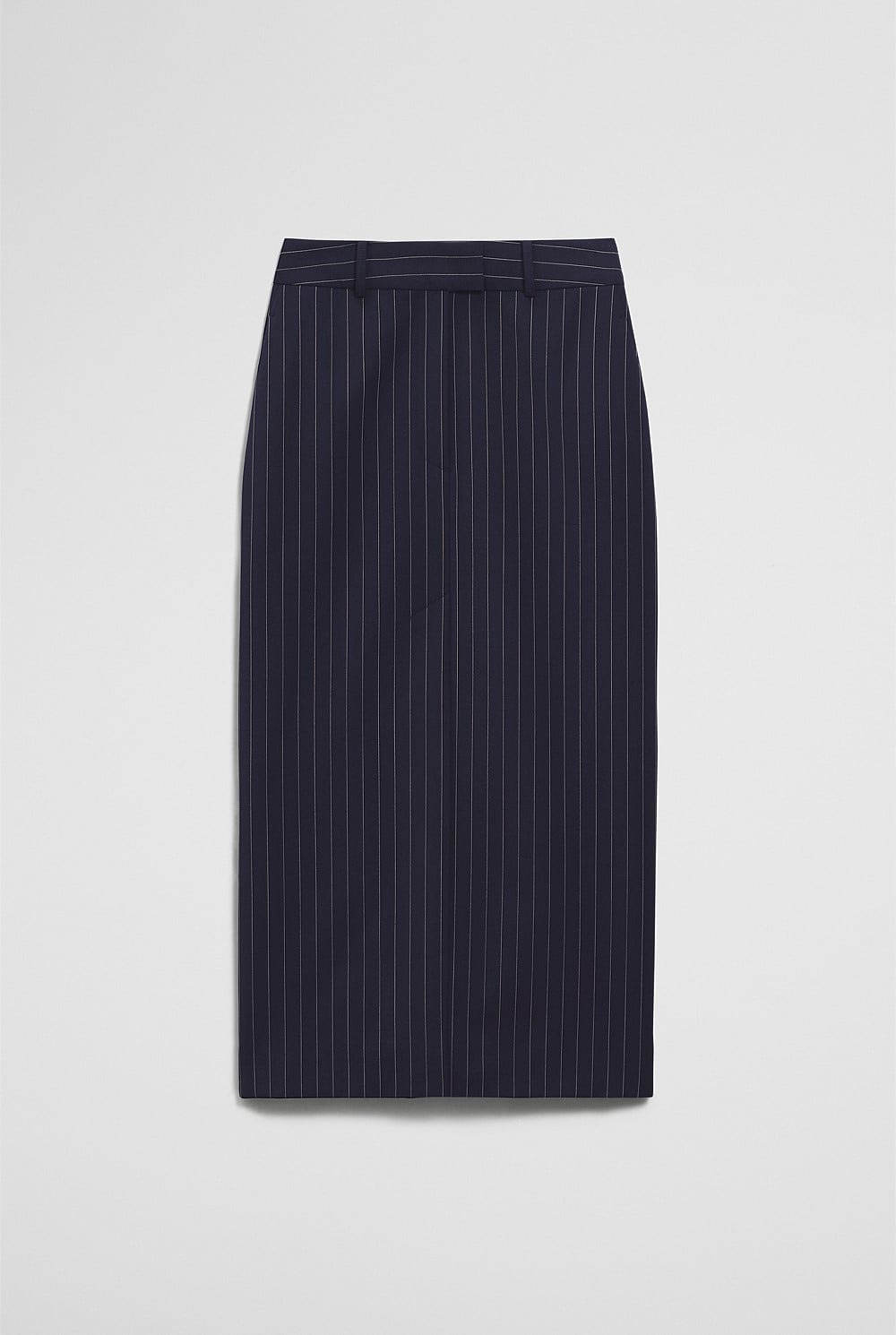 Wool Blend Tailored Pinstripe Column Skirt