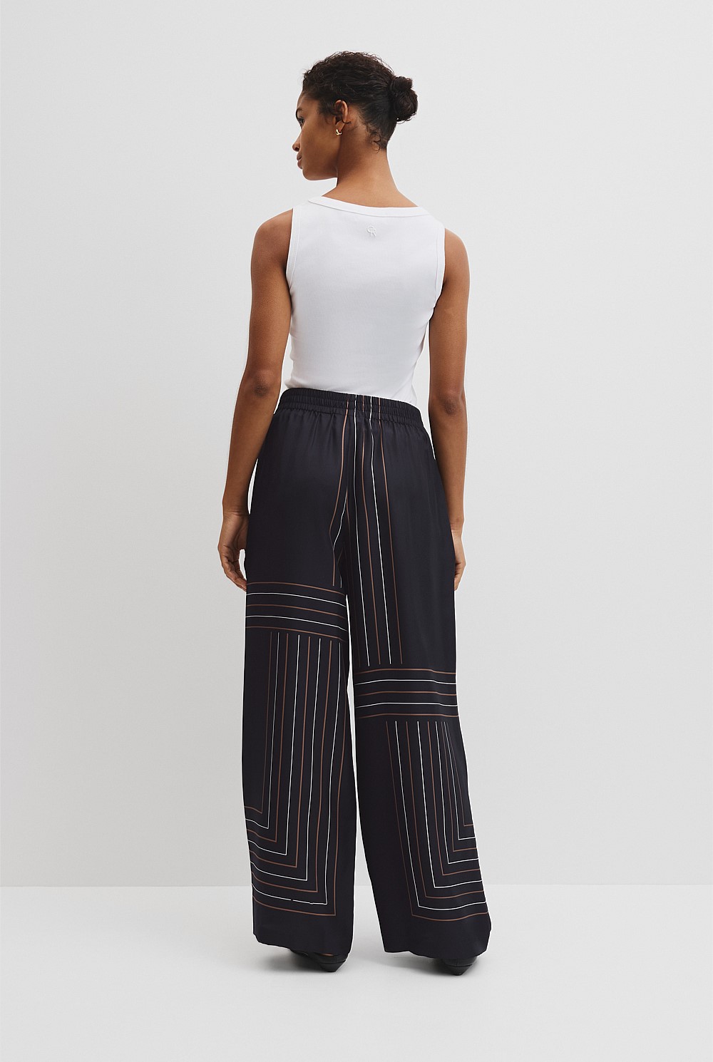 Scarf Stripe Washable Silk Pant