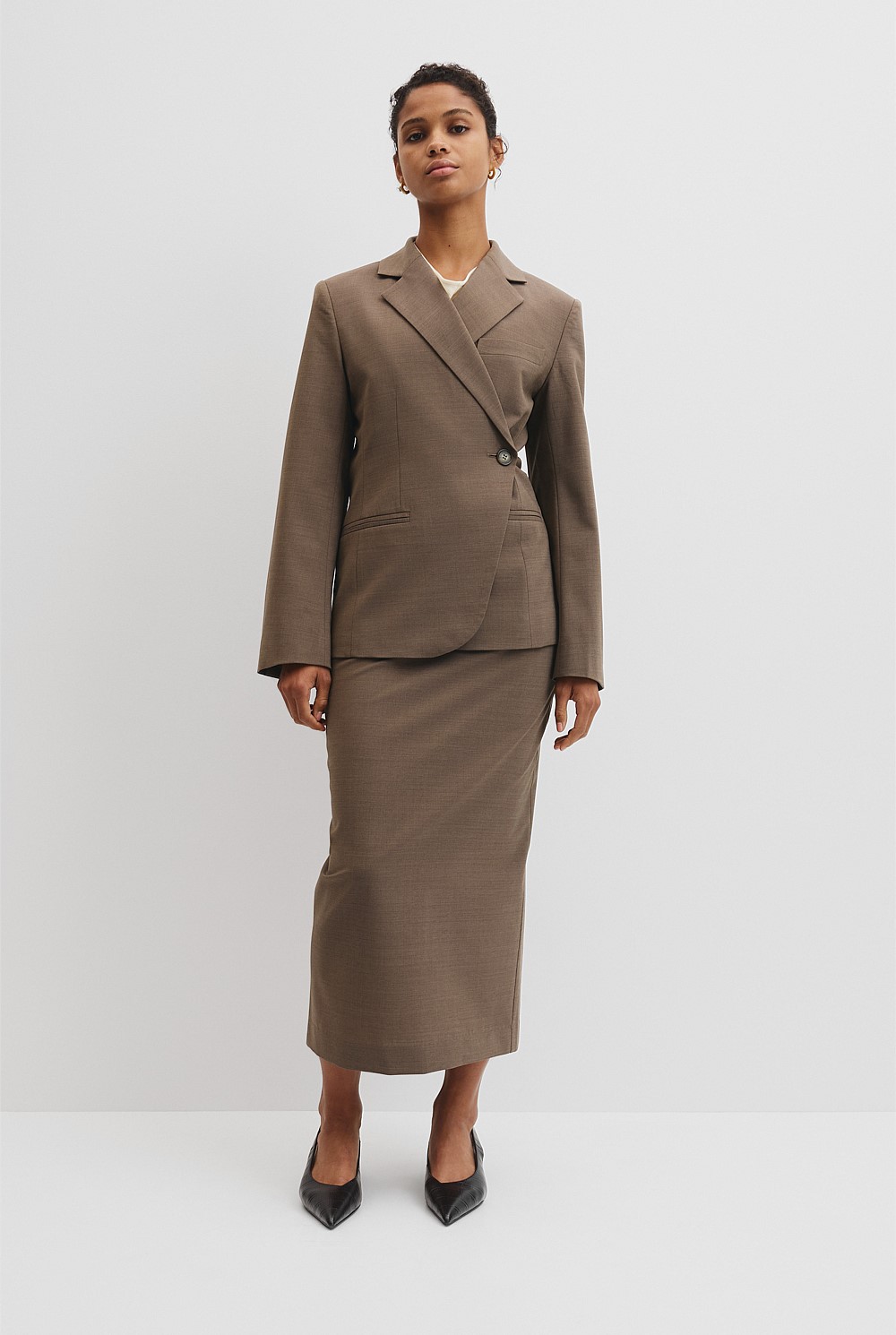 Wool Blend Cross Over Blazer
