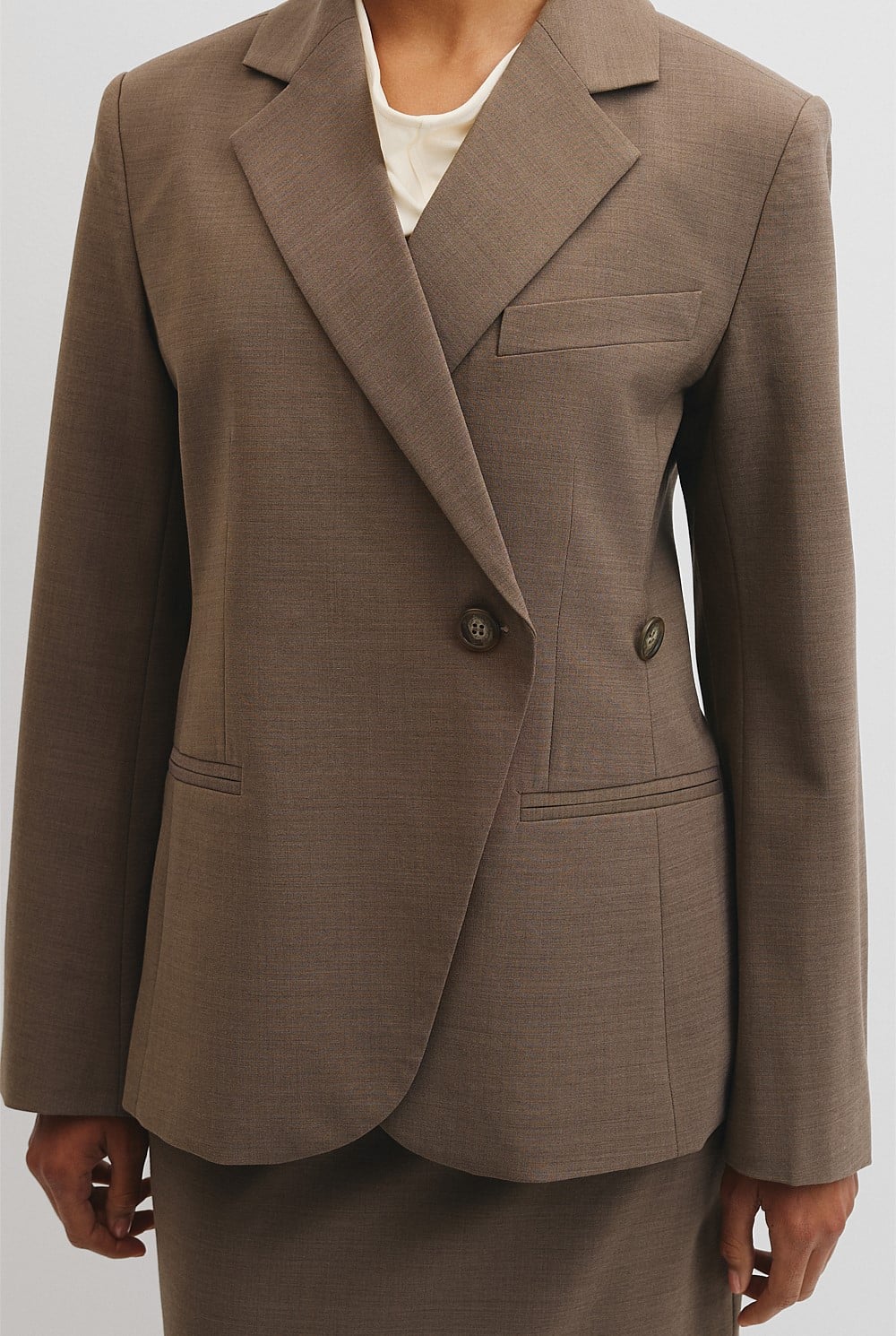 Wool Blend Cross Over Blazer
