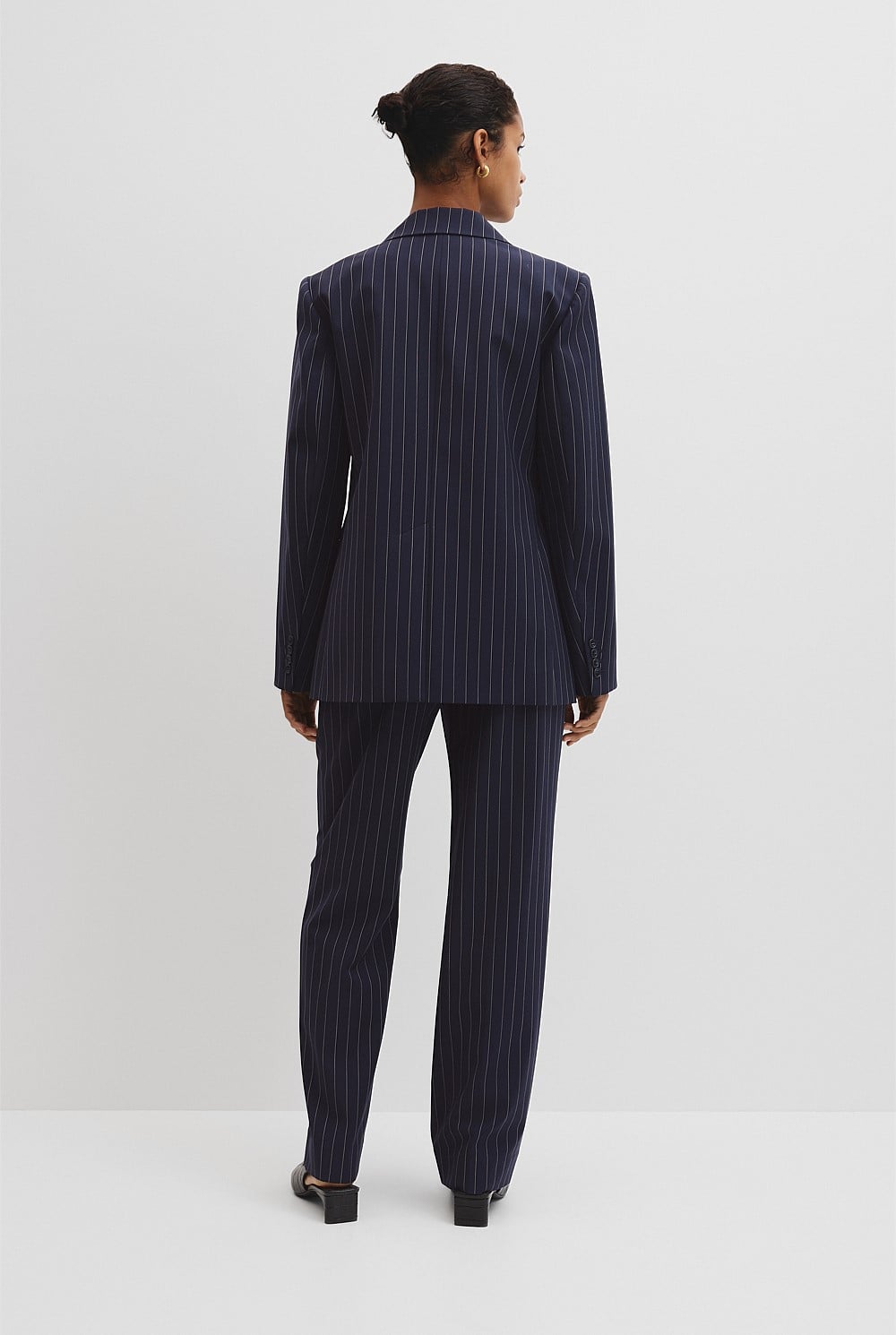 Wool Blend Classic Pinstripe Blazer