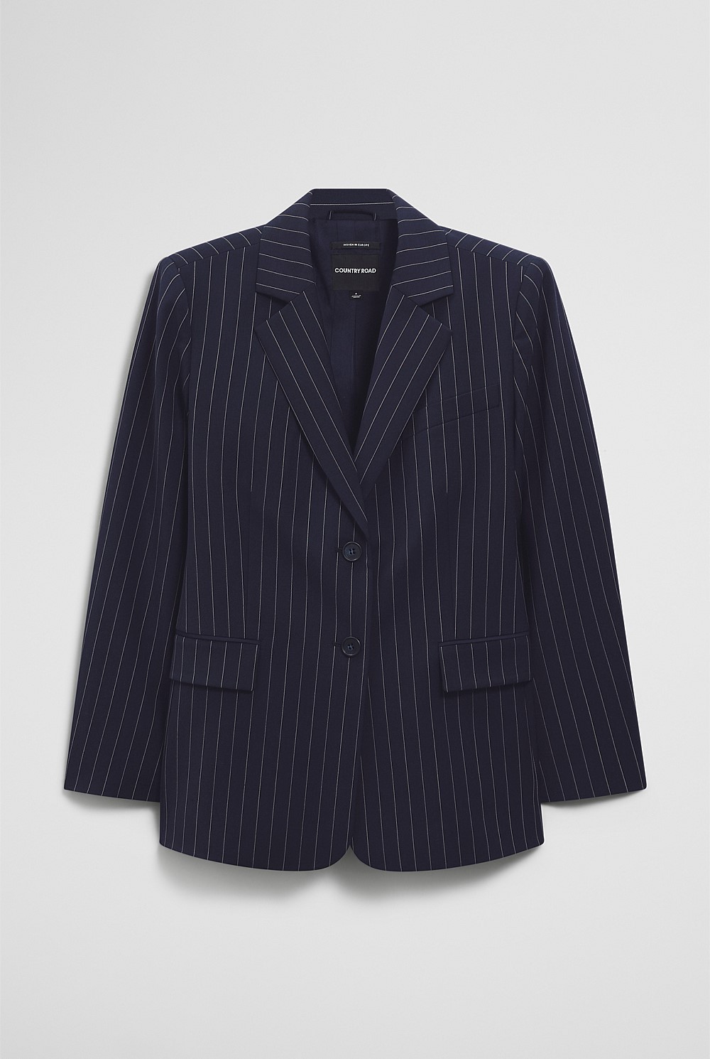 Wool Blend Classic Pinstripe Blazer
