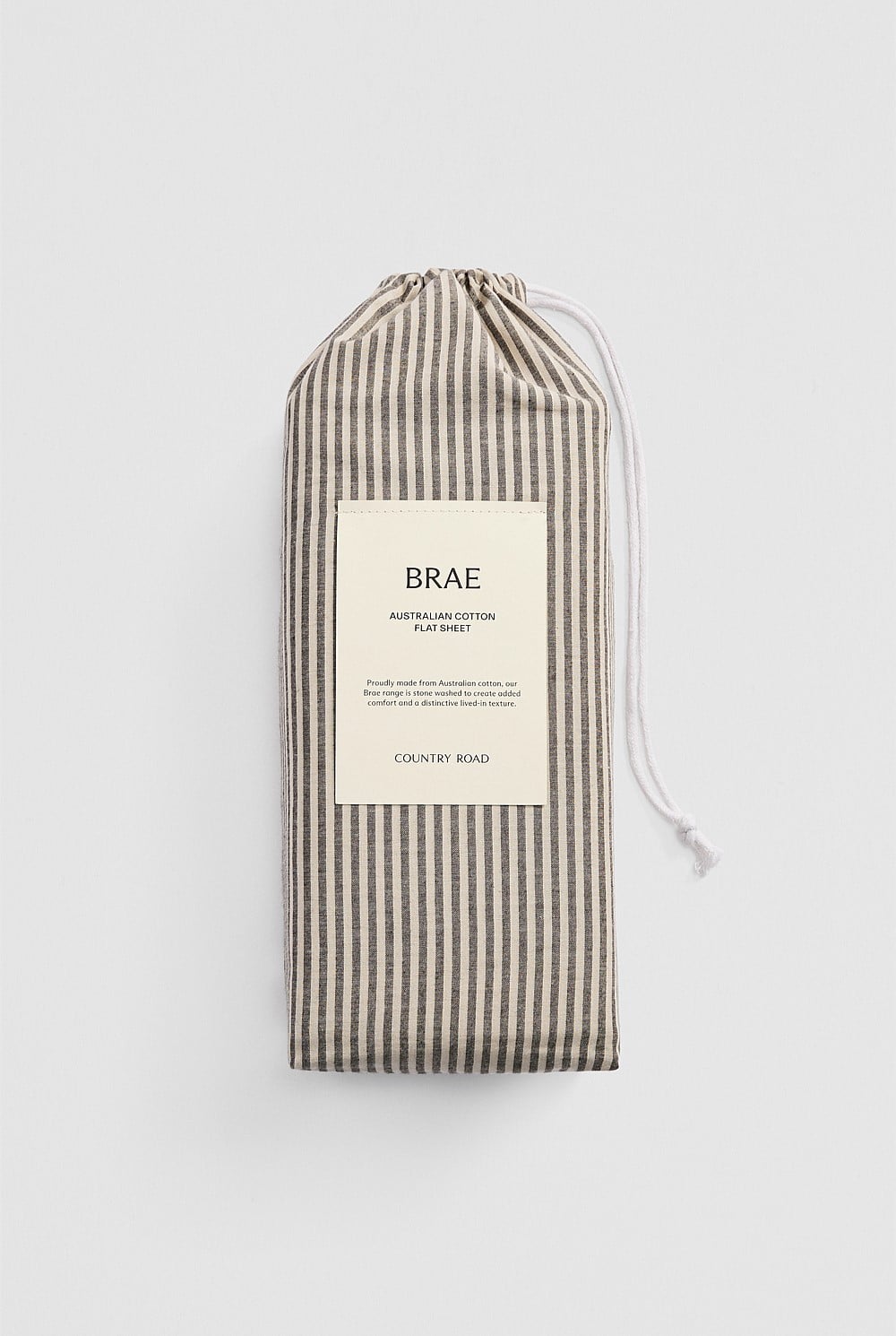 Brae Australian Cotton Stripe Queen Flat Sheet