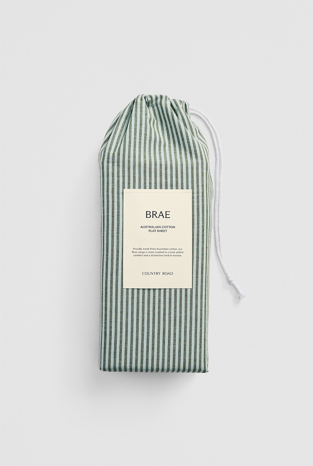 Brae Australian Cotton Stripe Queen Flat Sheet