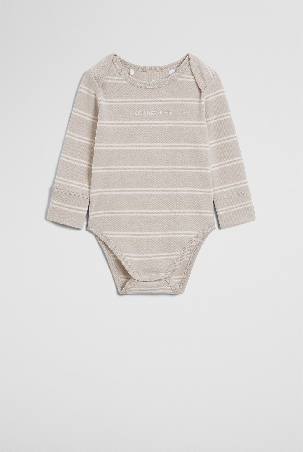 Organically Grown Cotton Stripe Logo Long Sleeve Bodysuit