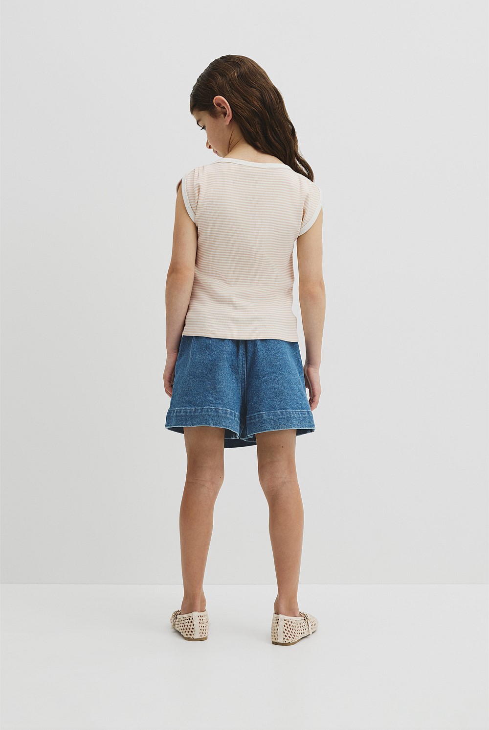 Australian Cotton Blend Short Sleeve Stripe Rib T-Shirt