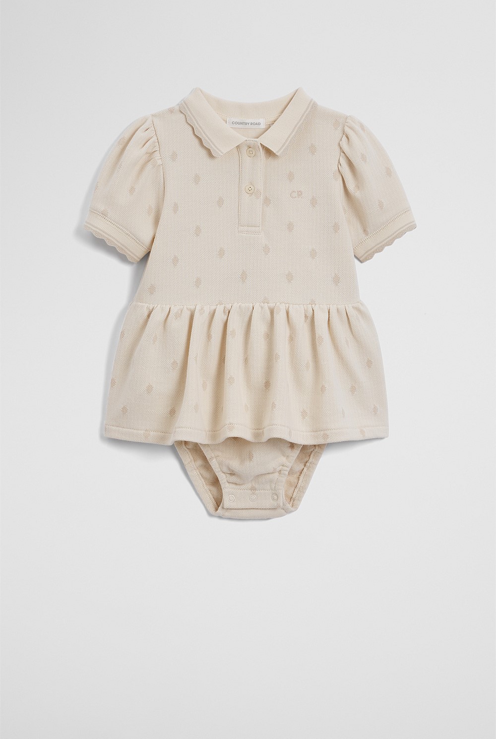 Australian Cotton Short Sleeve Jacquard Romper Dress