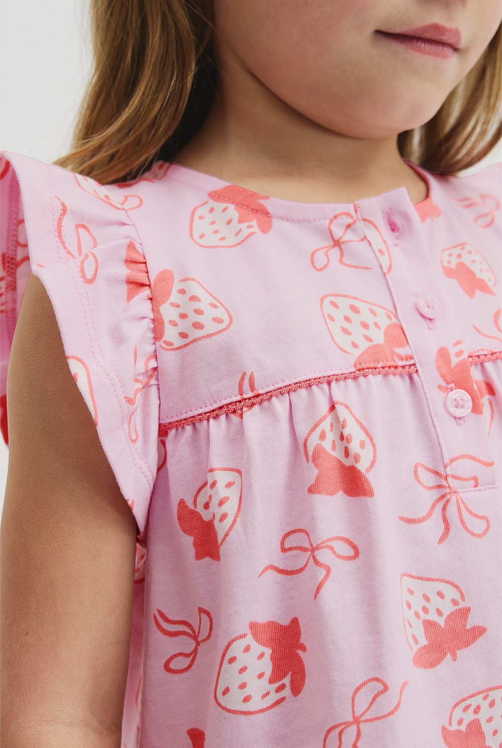 Australian Cotton Short Sleeve Frill Sleep Set