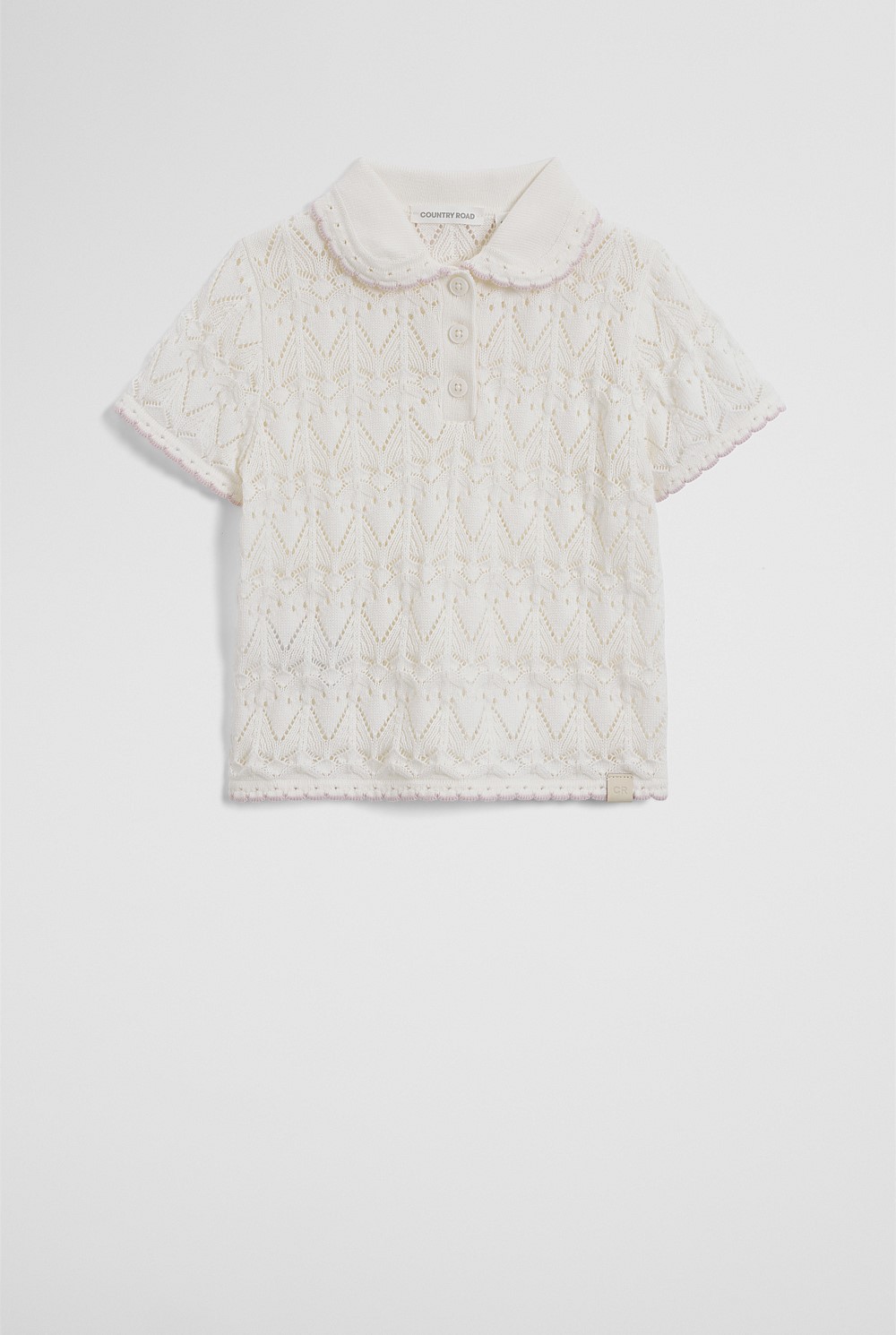 Australian Cotton Short Sleeve Collar Knit Top
