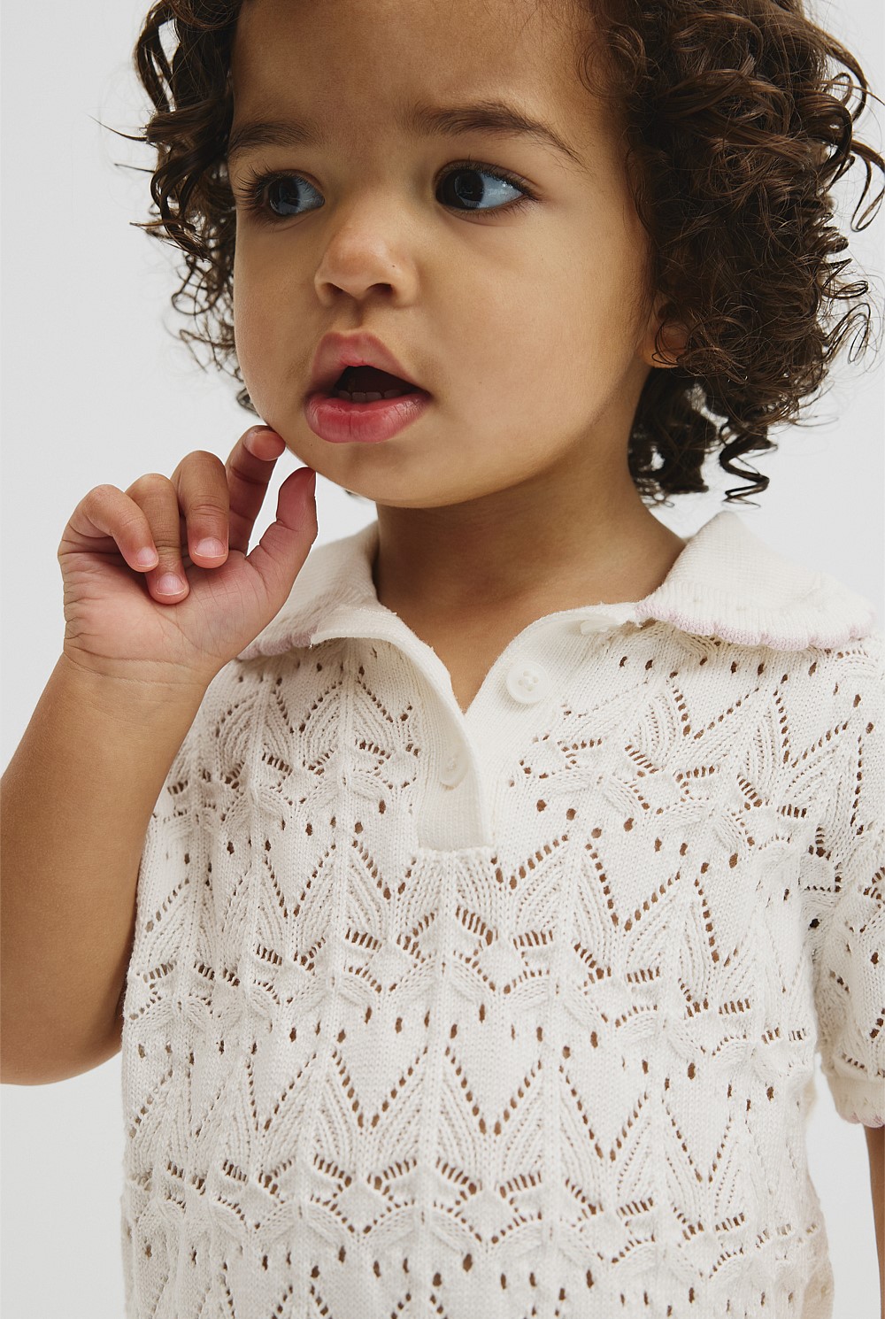 Australian Cotton Short Sleeve Collar Knit Top