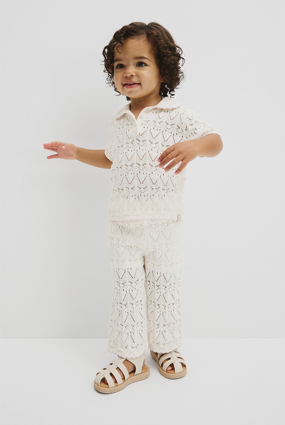 Australian Cotton Short Sleeve Collar Knit Top