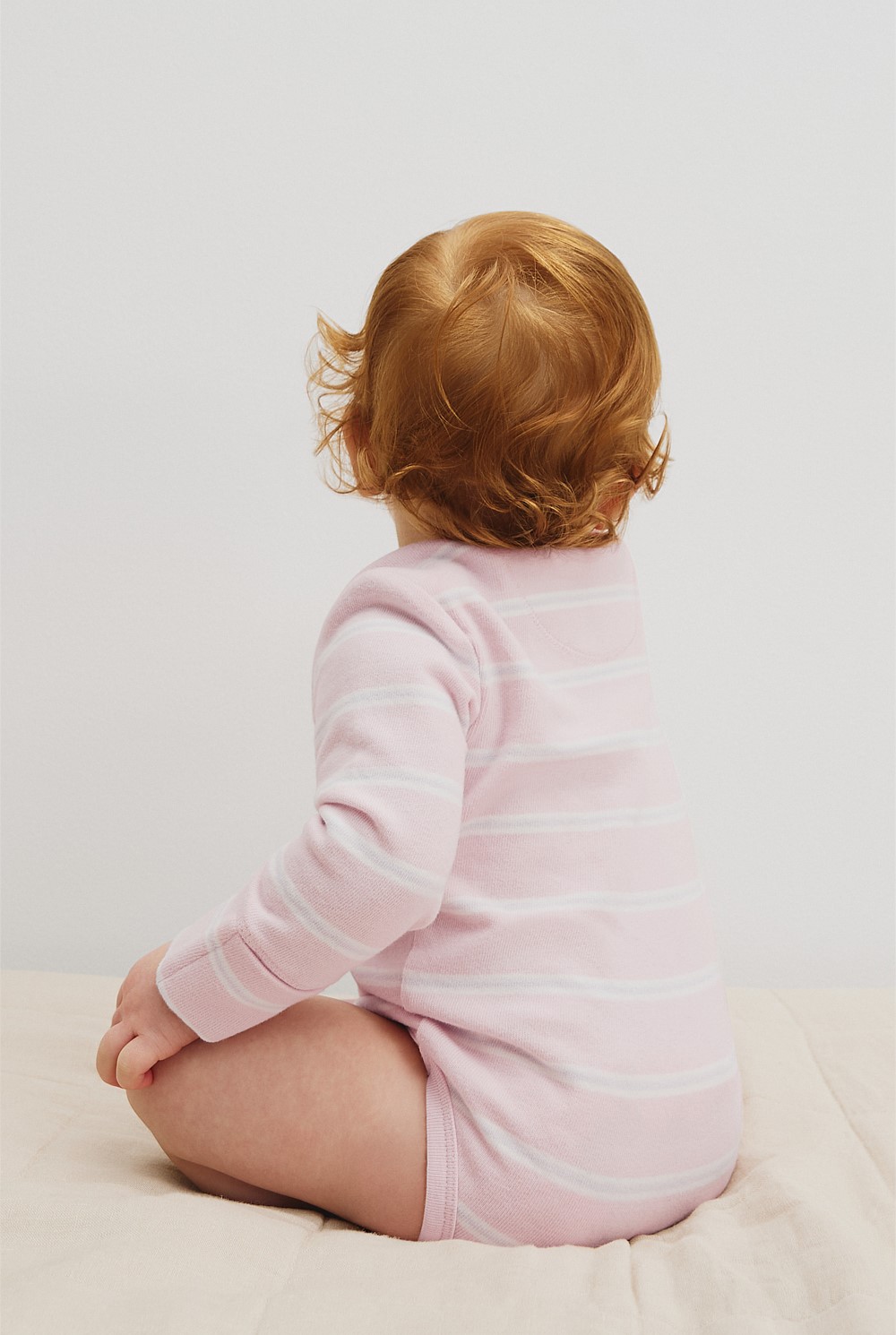 Organically Grown Cotton Stripe Logo Long Sleeve Bodysuit