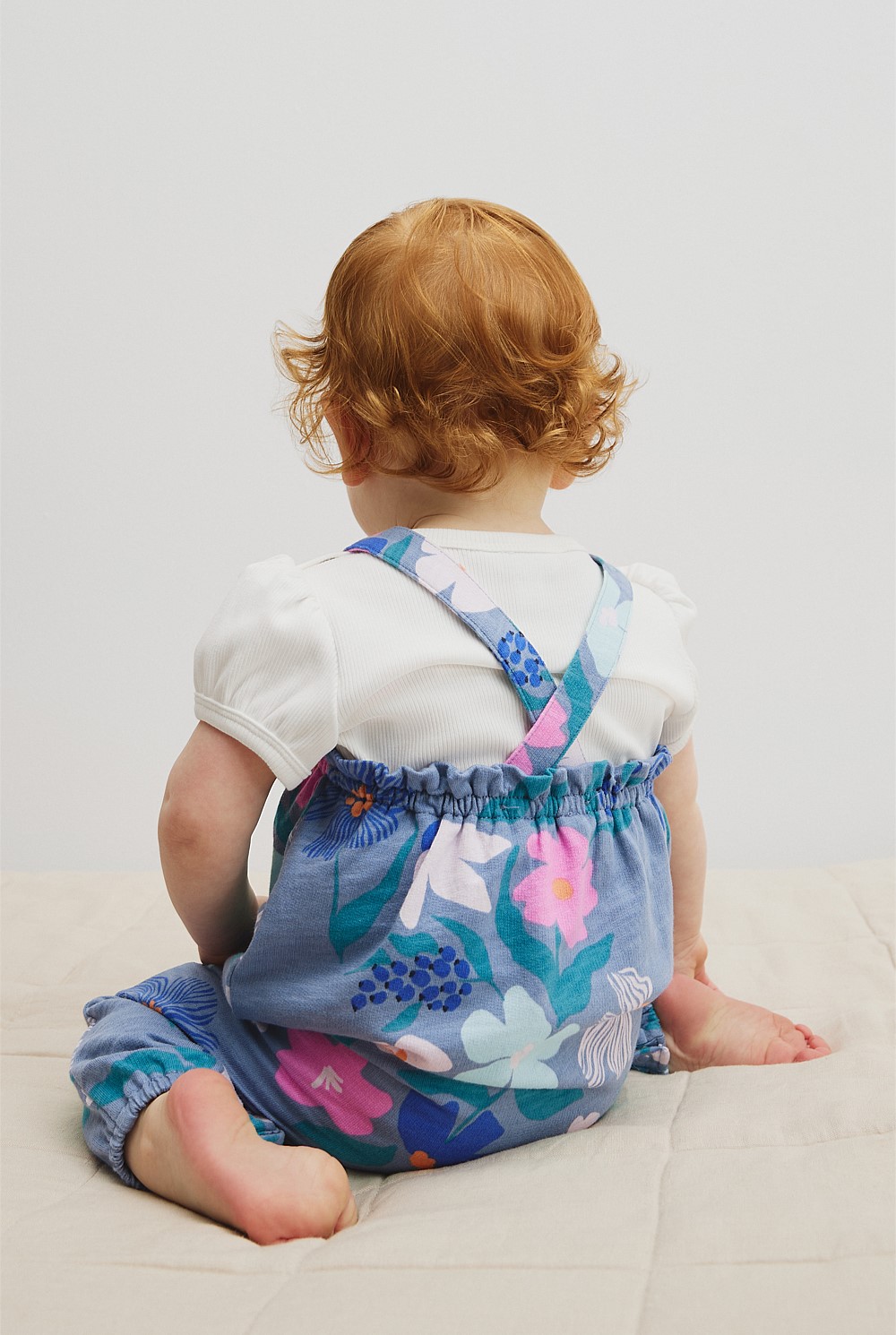 Organically Grown Cotton Short Sleeve Print Overall Set