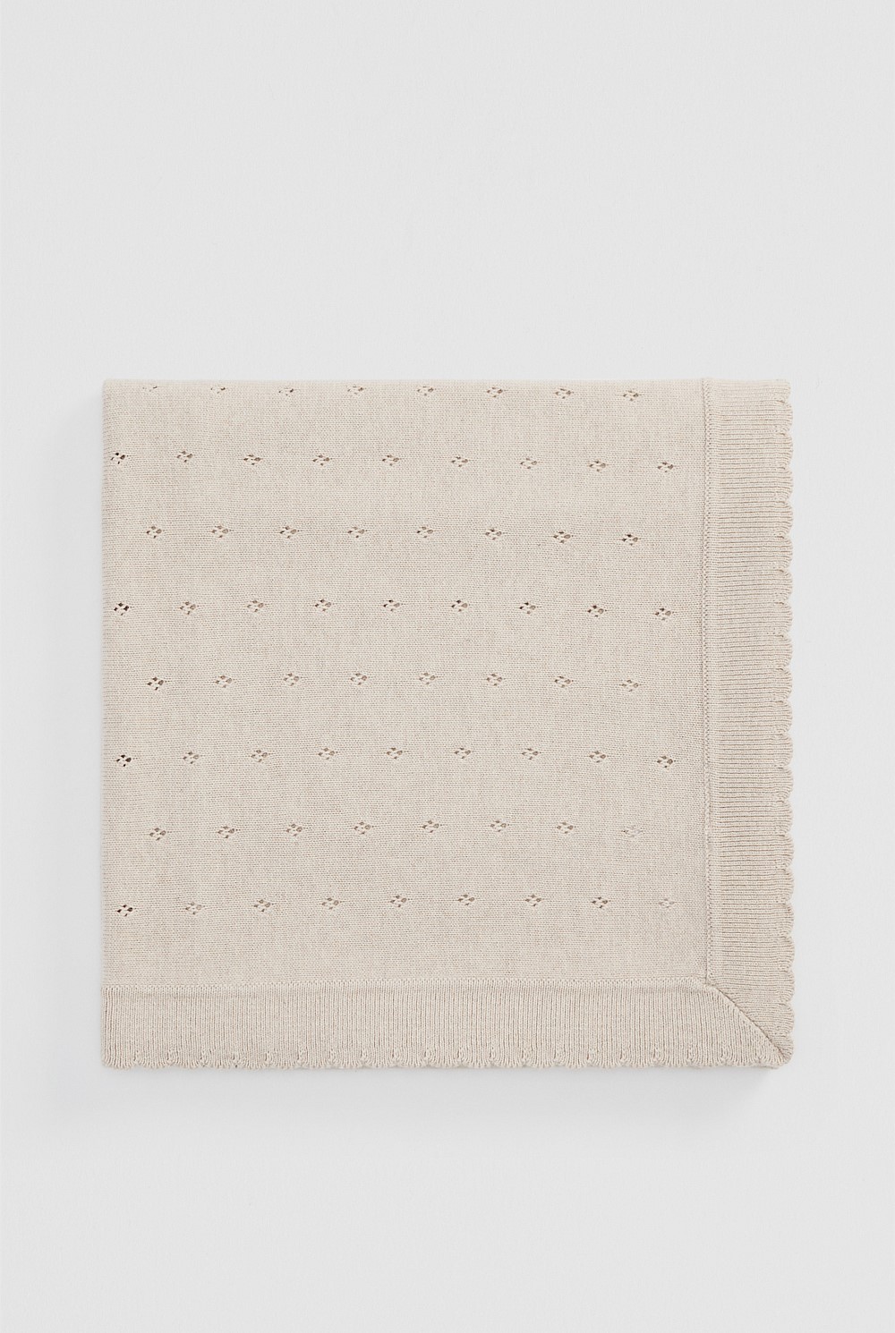 Organically Grown Cotton Blend Knit Detail Blanket