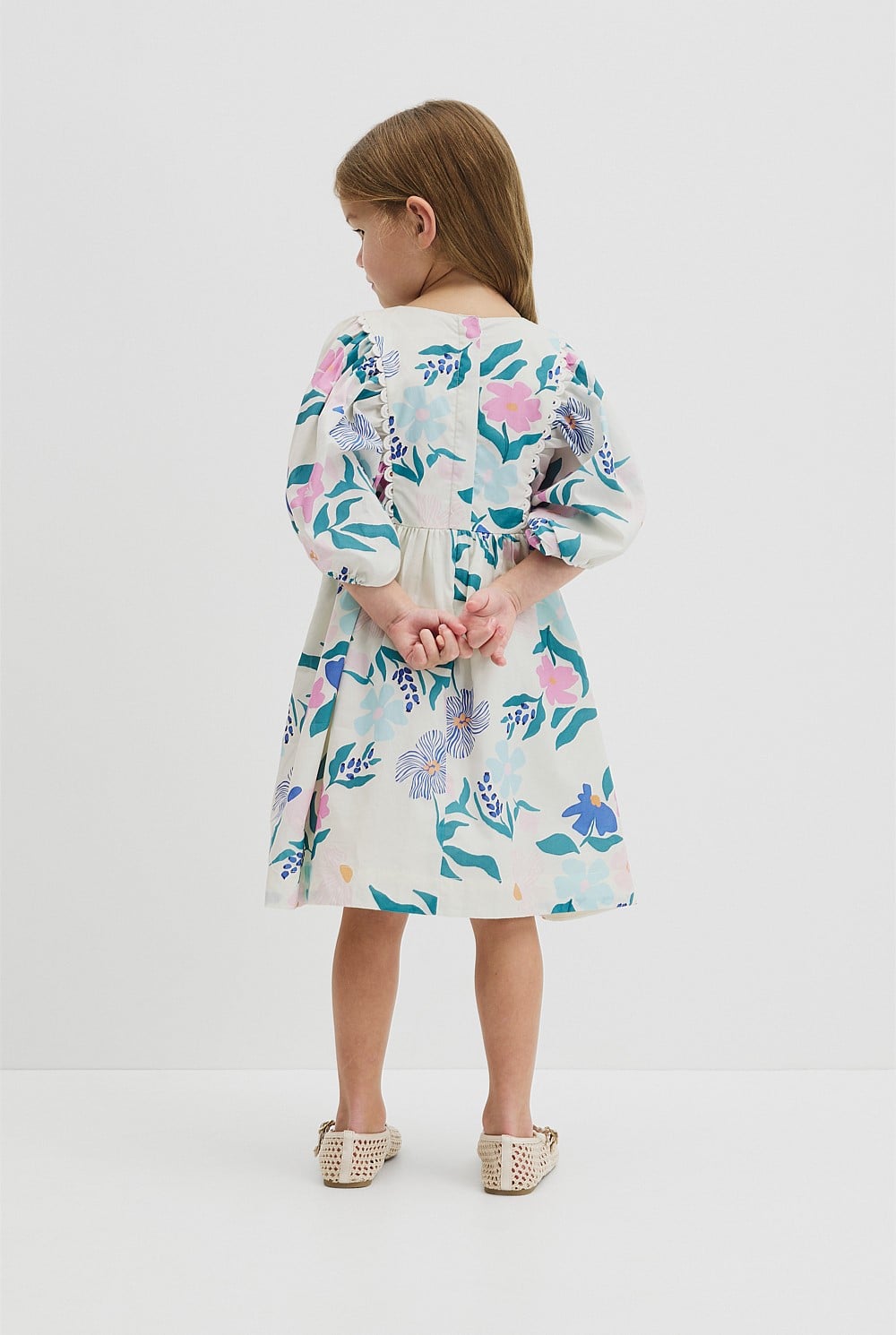 Short Puff Sleeve Print Dress