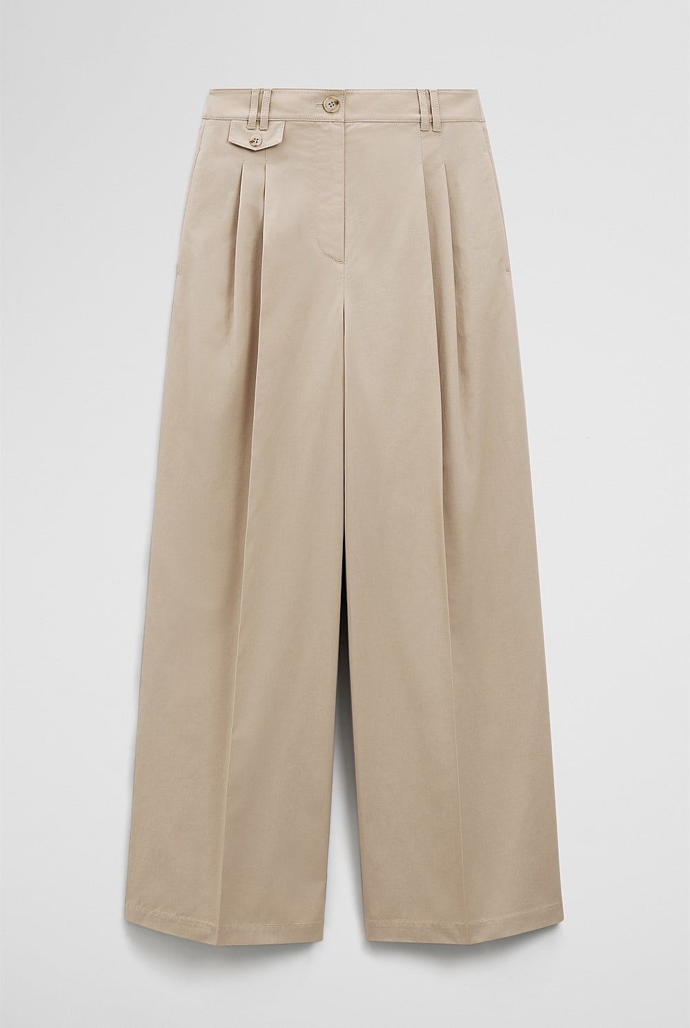 Cotton Blend Pleat Front Pant