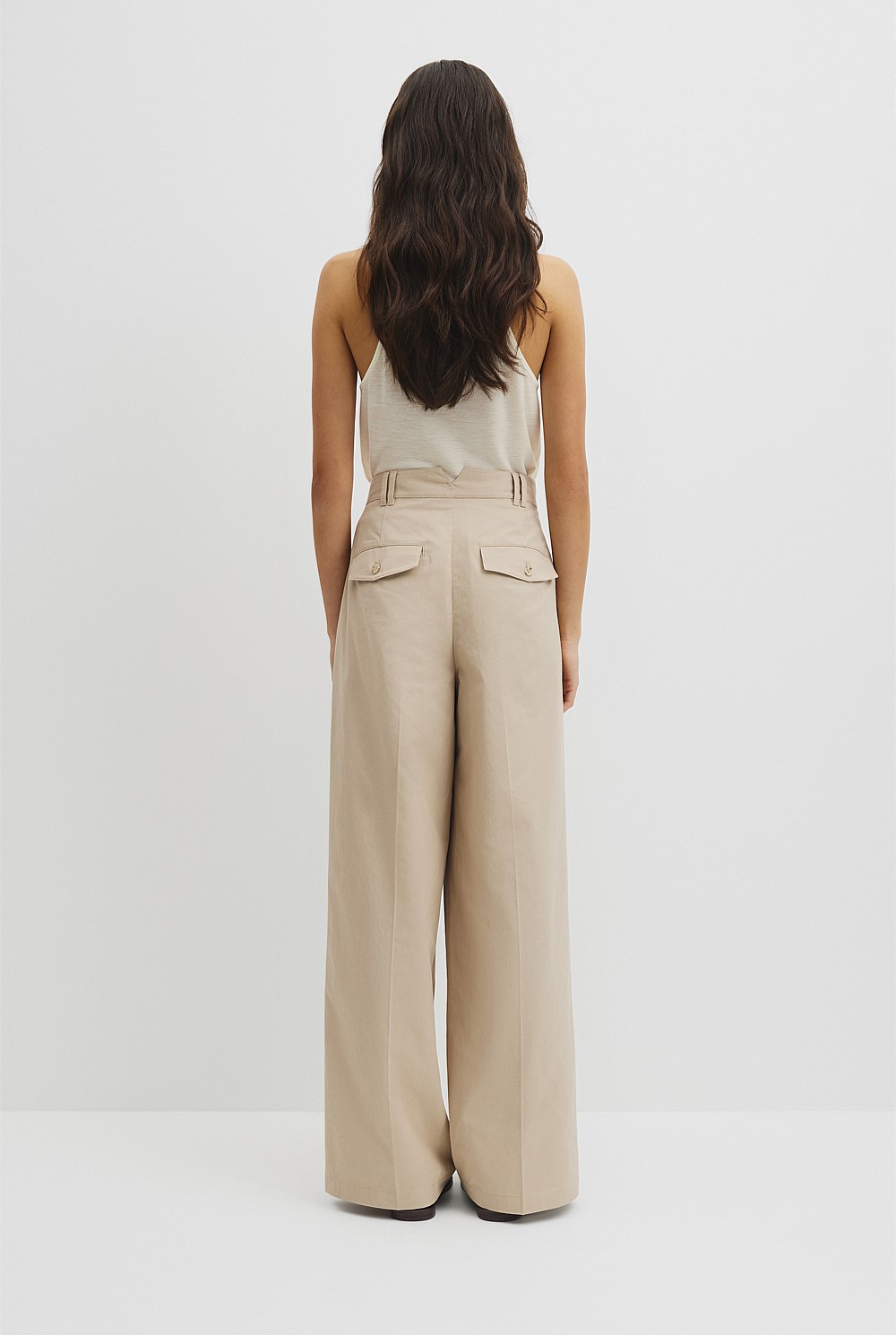 Cotton Blend Pleat Front Pant