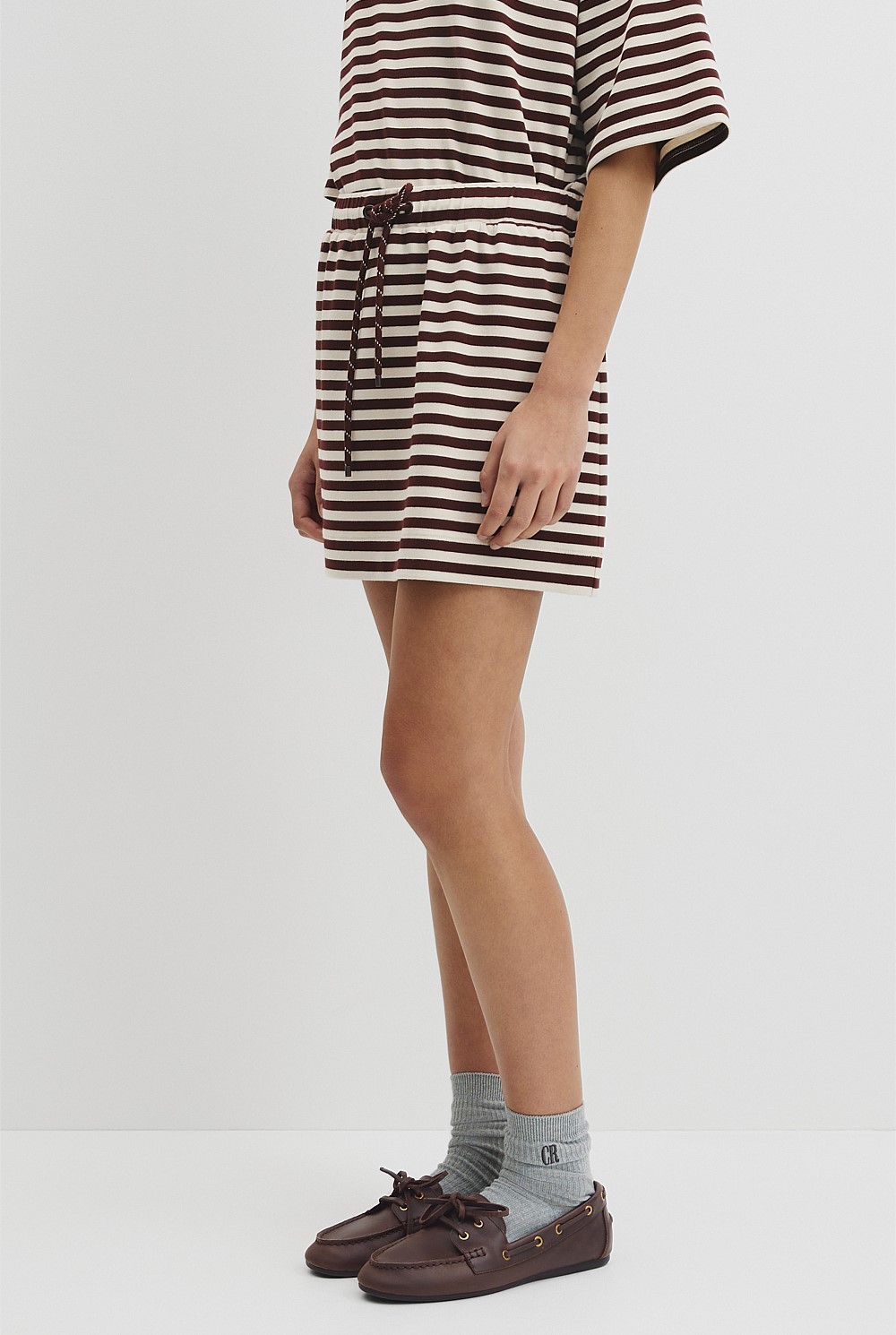 Australian Cotton Blend Stripe Jersey Skirt
