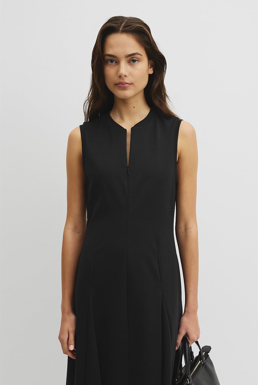Panel Zip Neck Ponte Dress