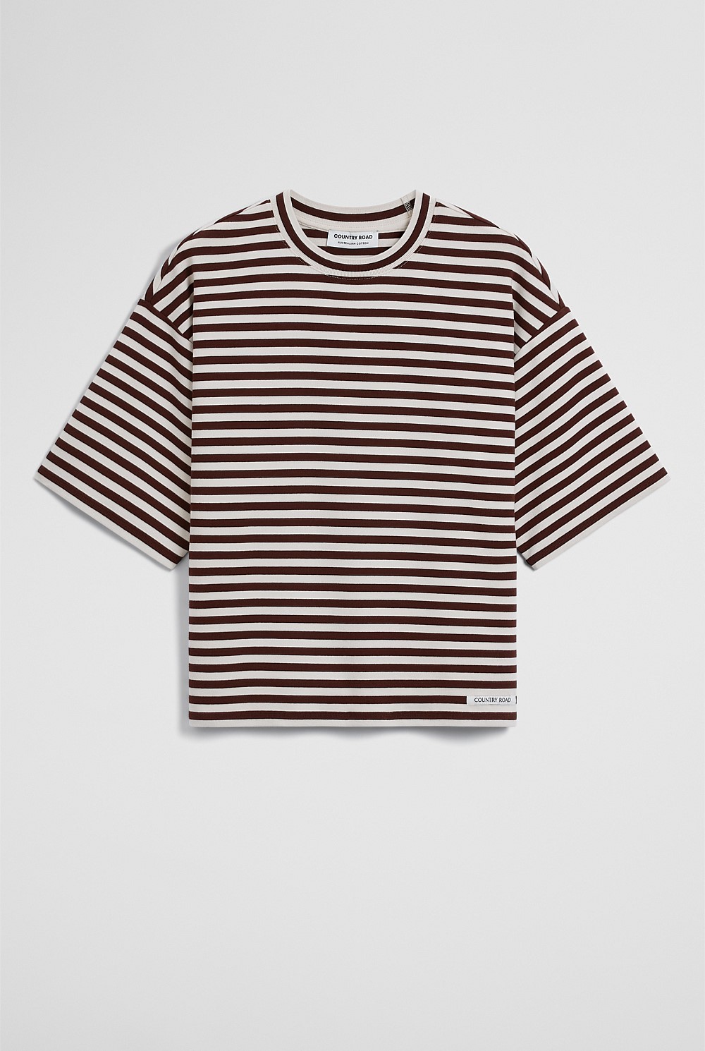 Australian Cotton Blend Stripe Boxy T-Shirt