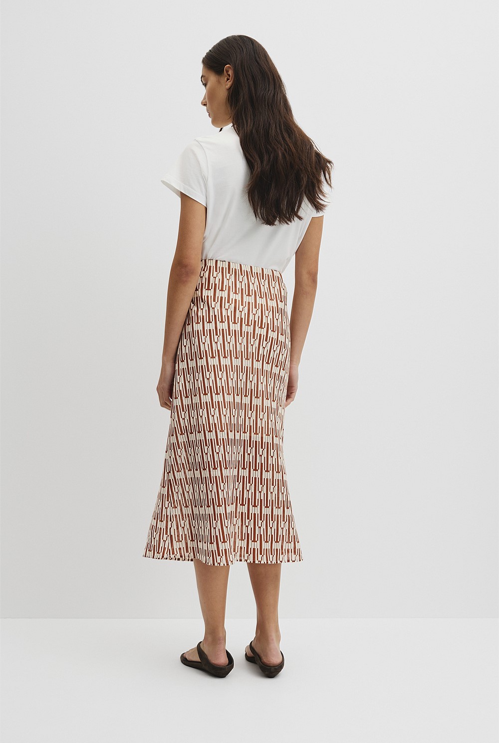 Print Bias Midi Skirt