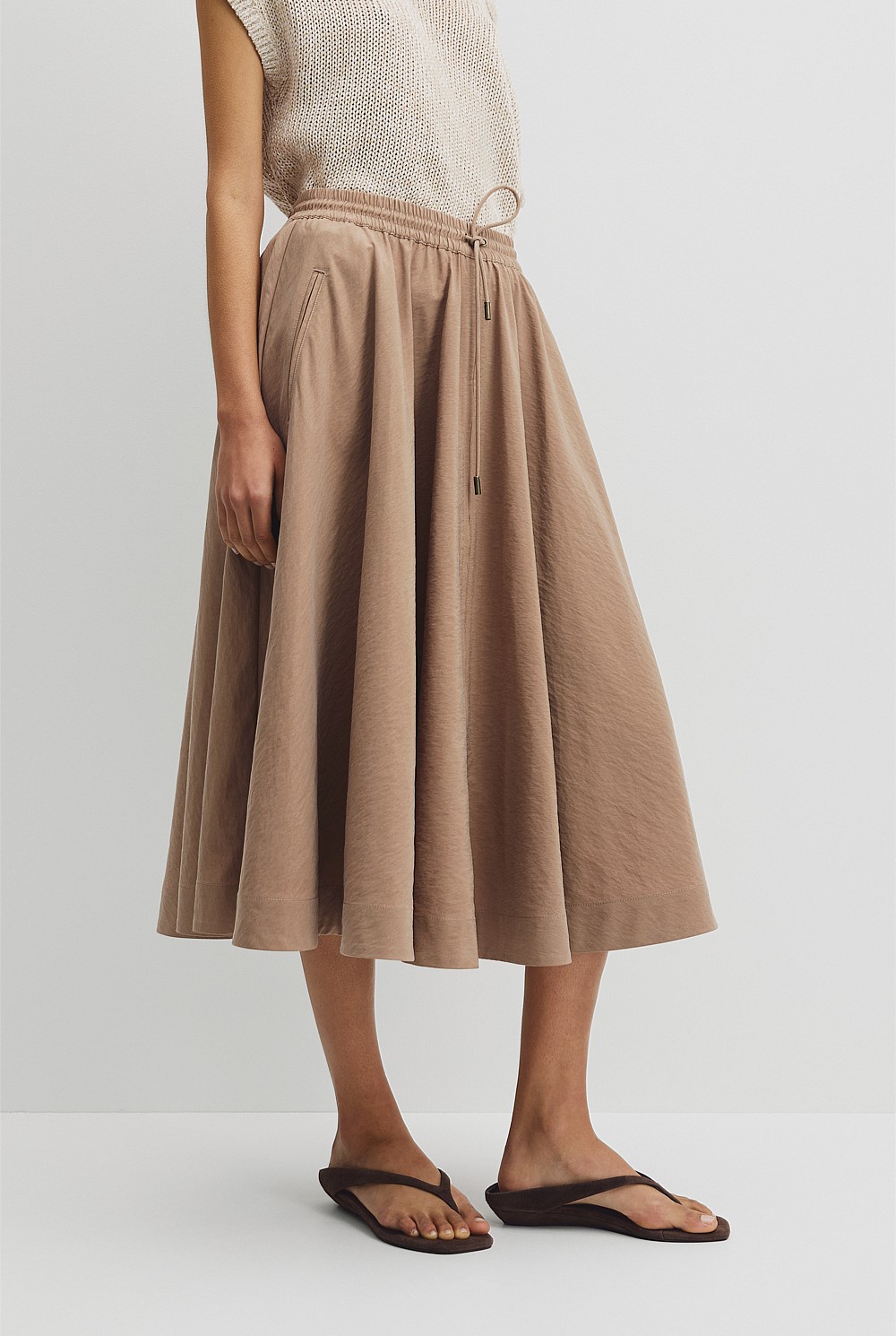 Parachute Midi Zip Skirt