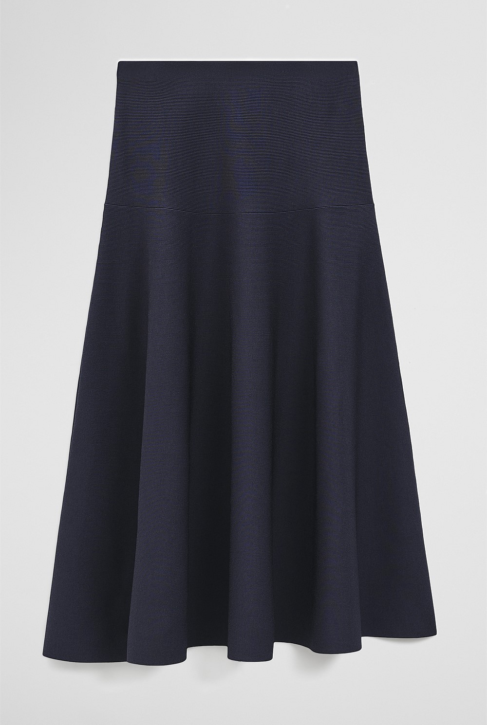 Fluted Knit Midi Skirt
