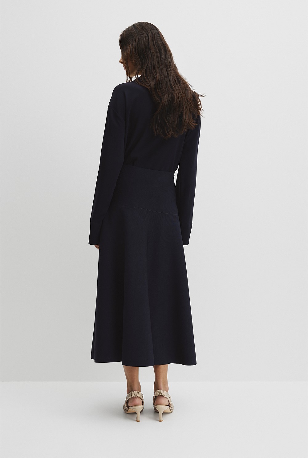 Fluted Knit Midi Skirt