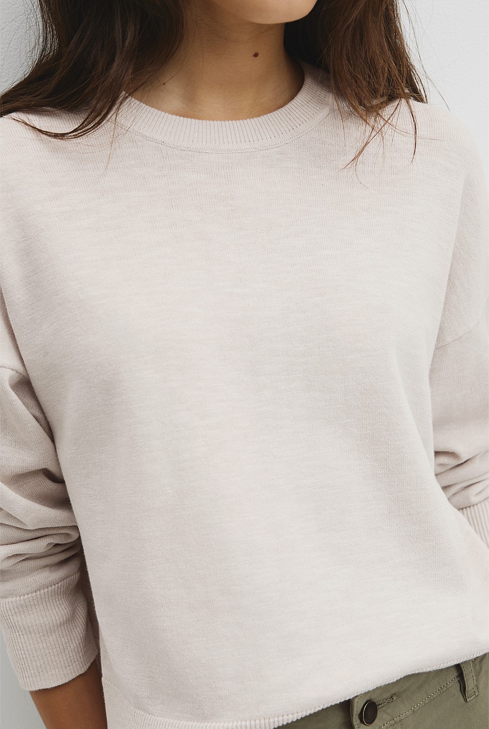 Cotton Linen Crew Neck Knit