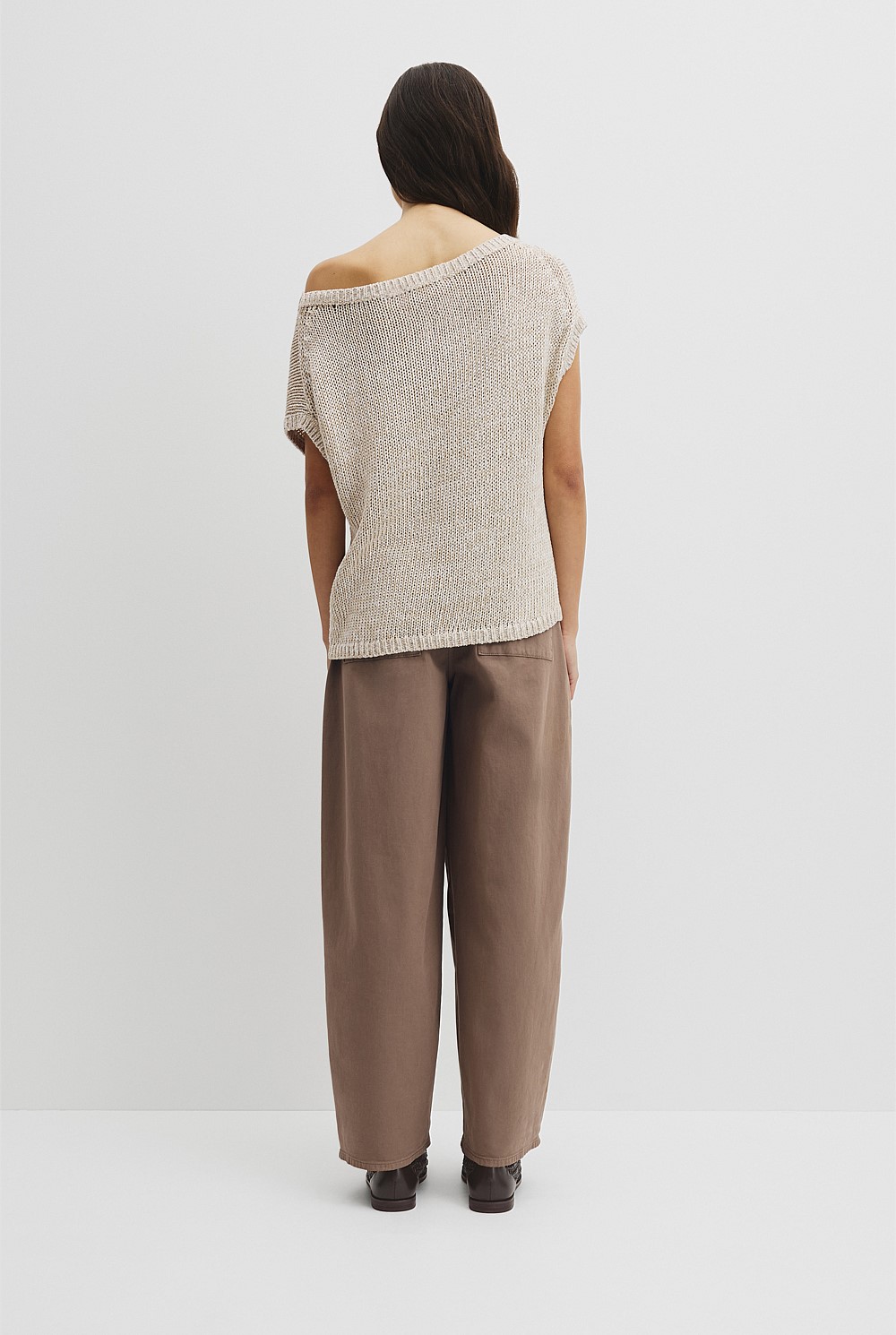 Organically Grown Cotton Asymmetric Tape Knit T-Shirt